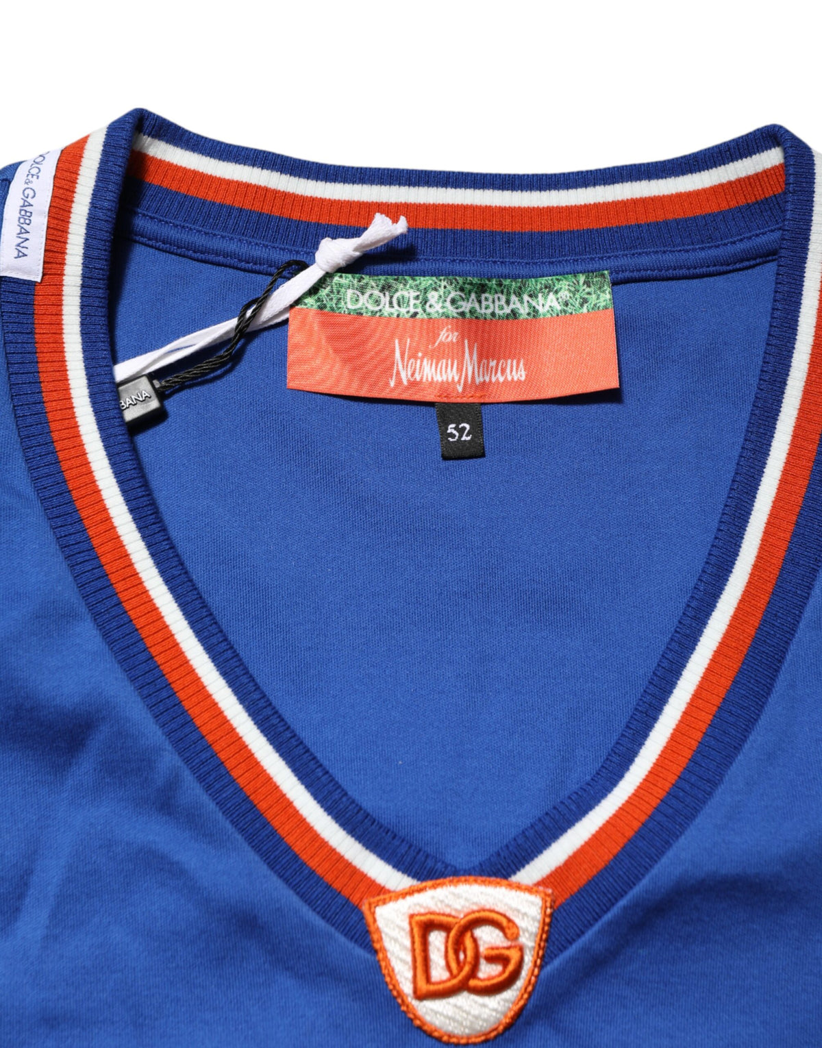 Dolce & Gabbana Blue Cotton DG Logo Mesh Jersey Men's T-shirt (Pre-Owned)