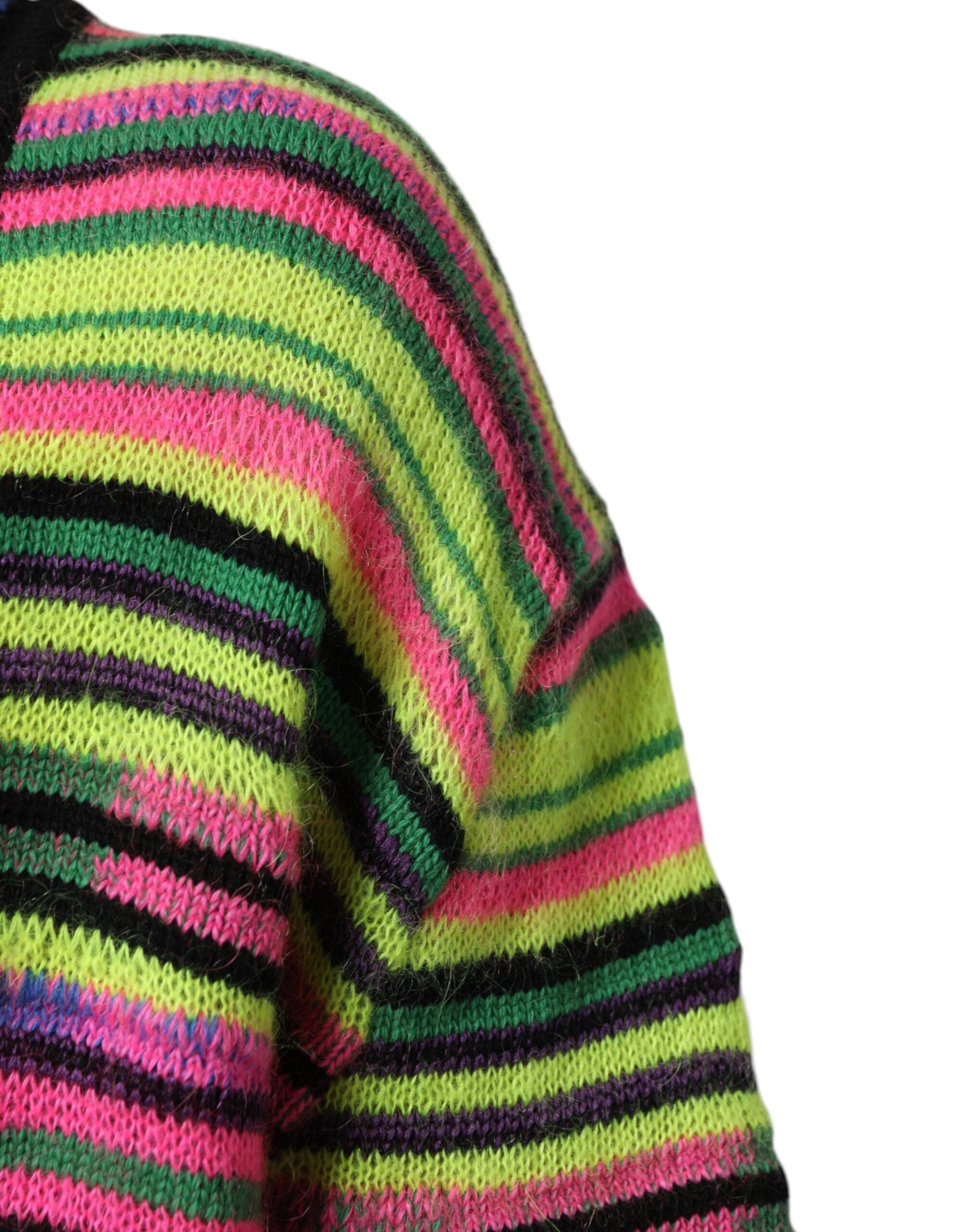Dolce & Gabbana Multicolor DG Logo V-Neck Knit Pullover Men's Sweater