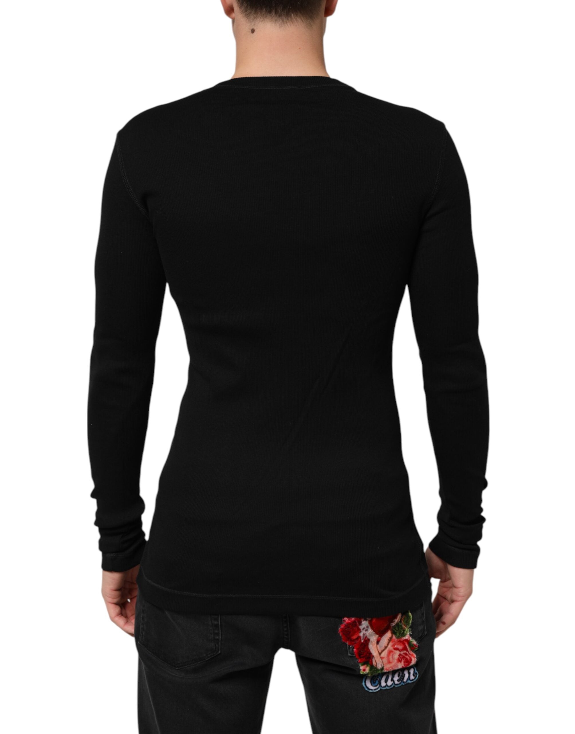 Dolce & Gabbana Black Cotton Button Up Men Cardigan Men's Sweater