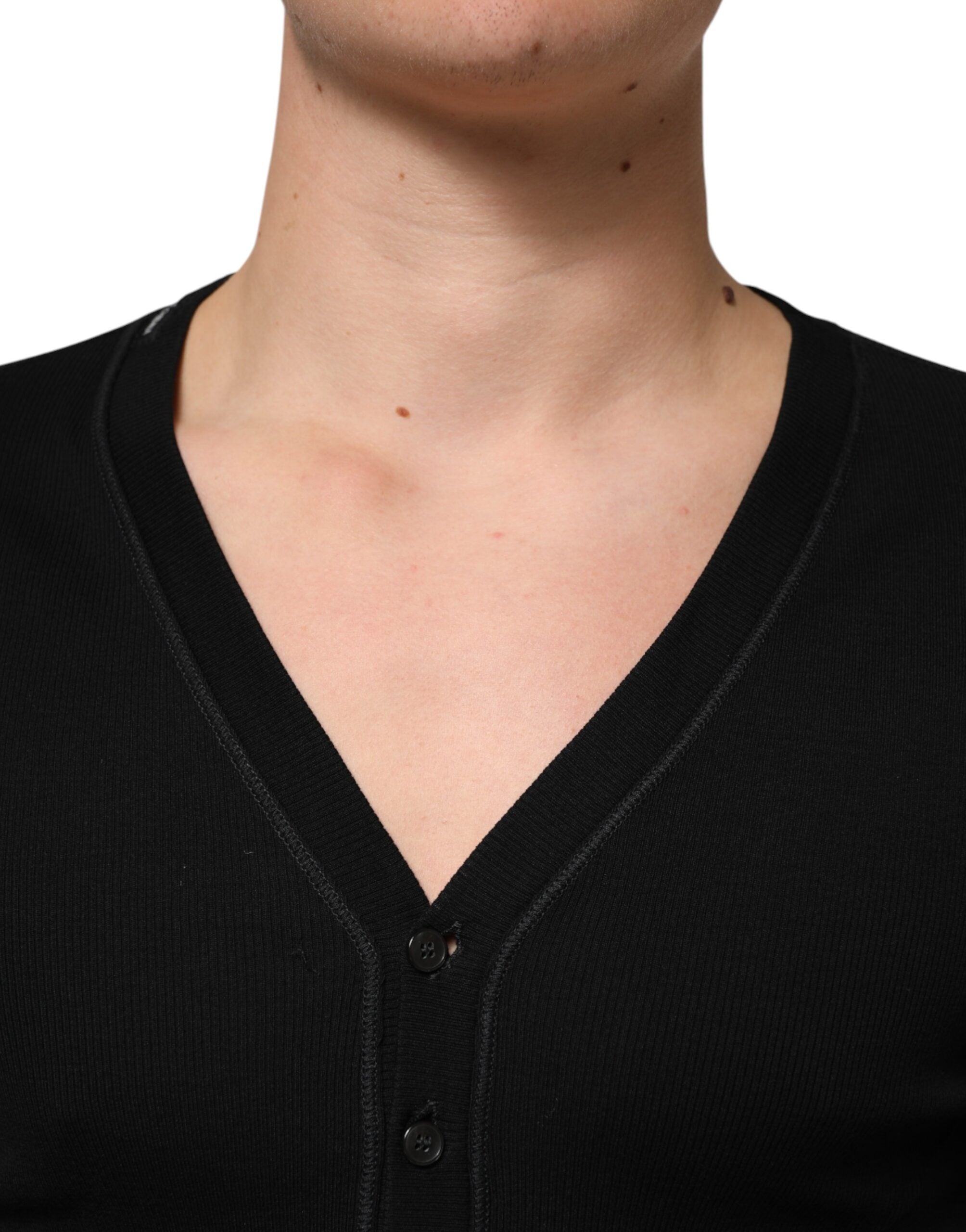 Dolce & Gabbana Black Cotton Button Up Men Cardigan Men's Sweater