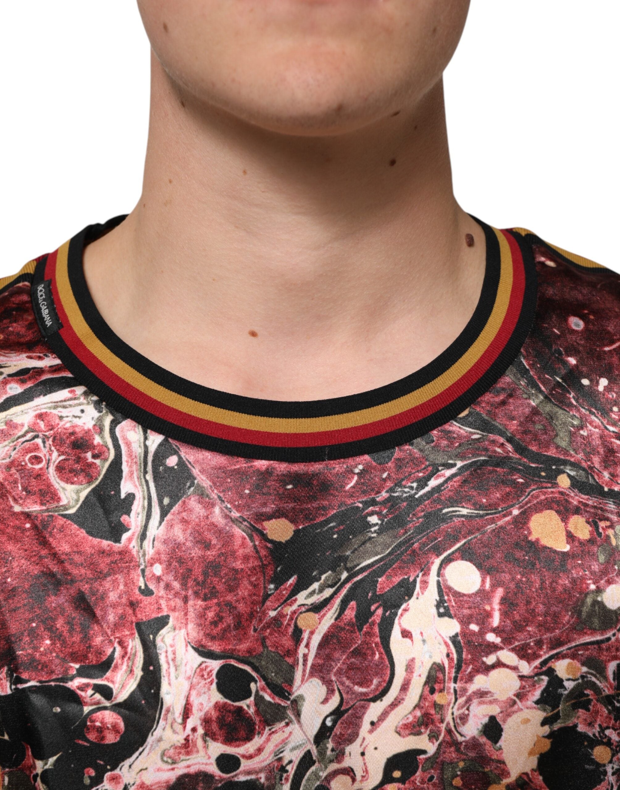Dolce & Gabbana Multicolor Polyester Marble Print Oversize Men's T-shirt