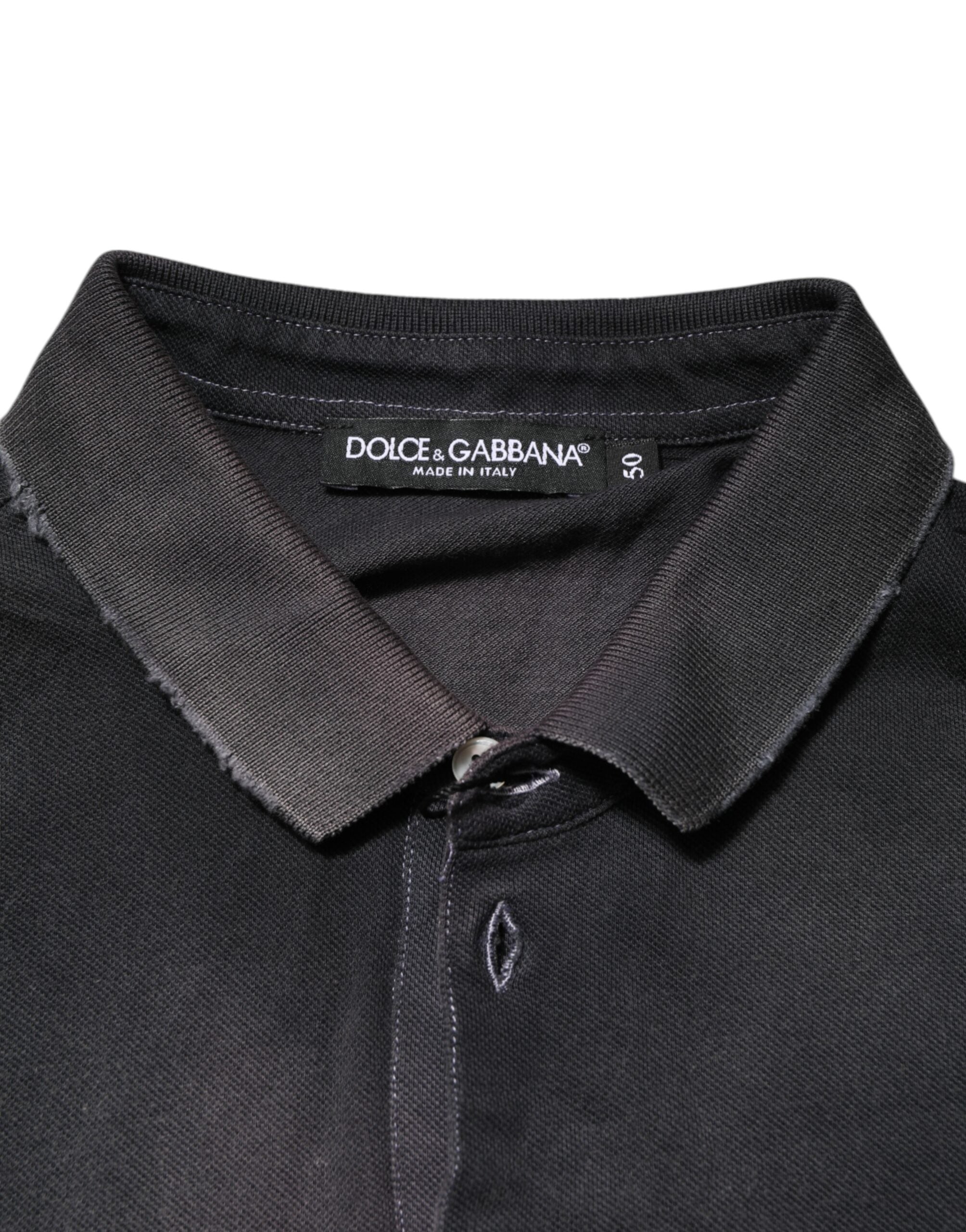Dolce & Gabbana Gray Cotton Crown Collared Men Polo Men's T-shirt