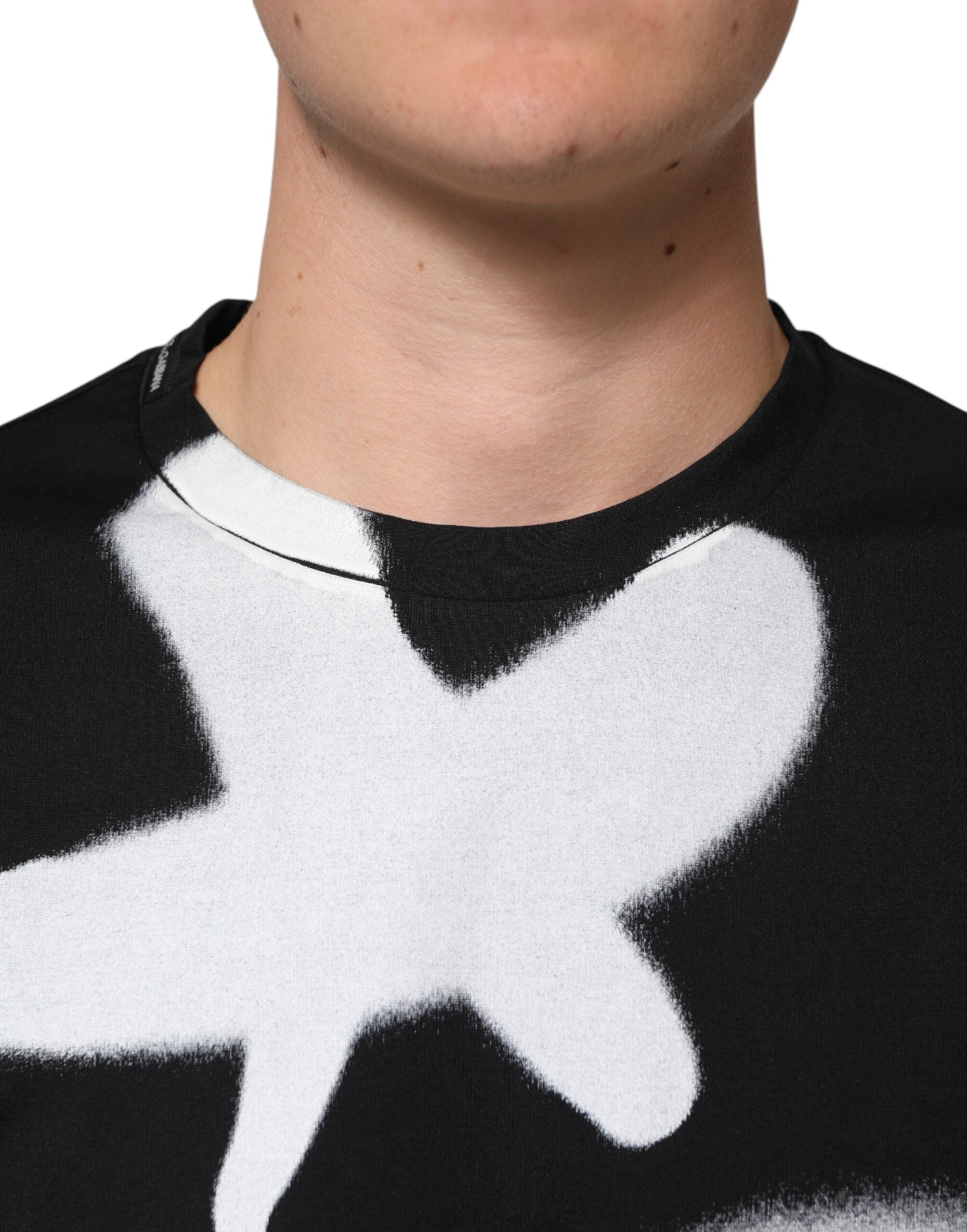 Dolce & Gabbana Black Cotton DG Logo Graffiti Short Sleeve Men's T-shirt