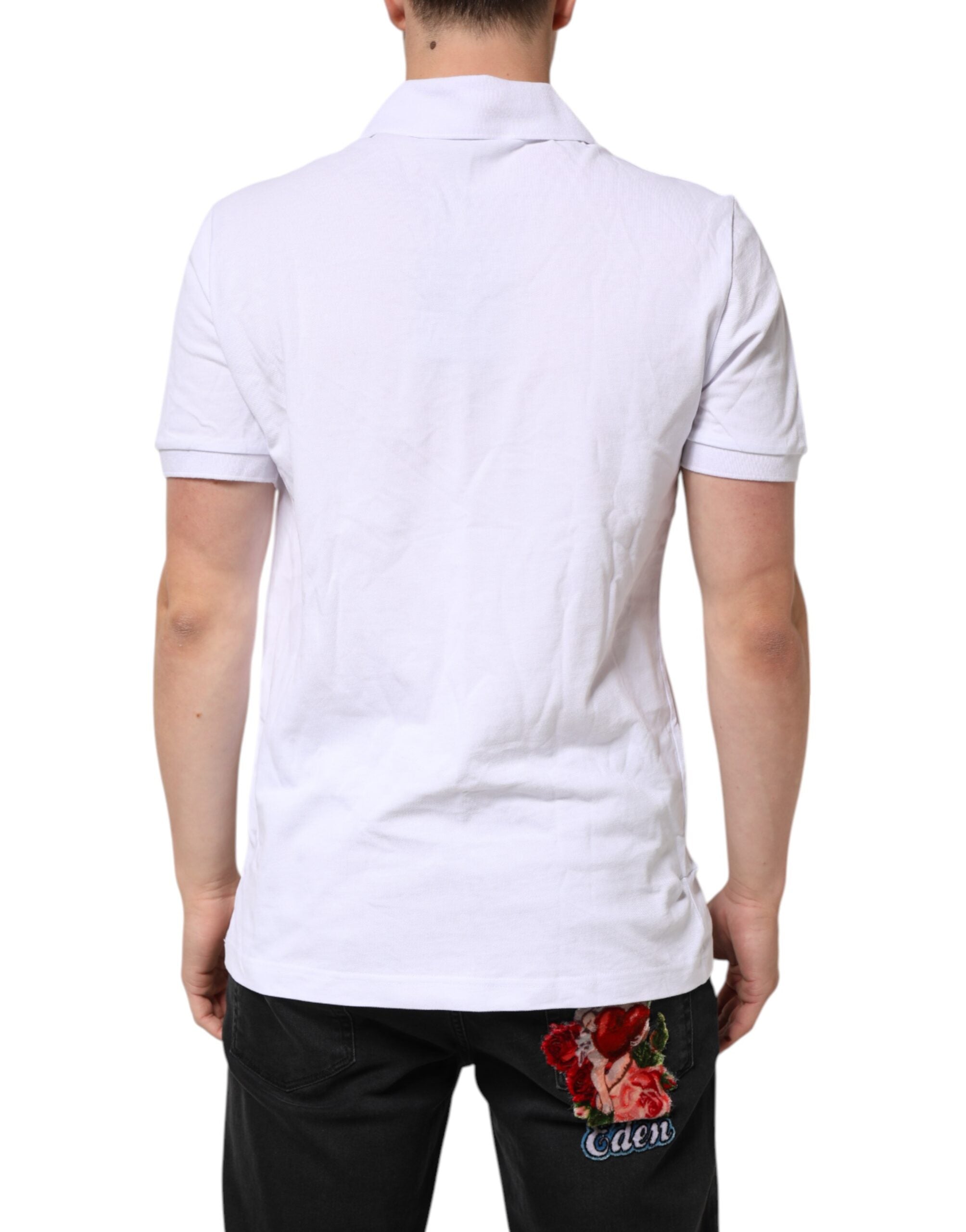 Dolce & Gabbana White Cotton DG Heart Logo Embroider Men's T-shirt (Pre-Owned)