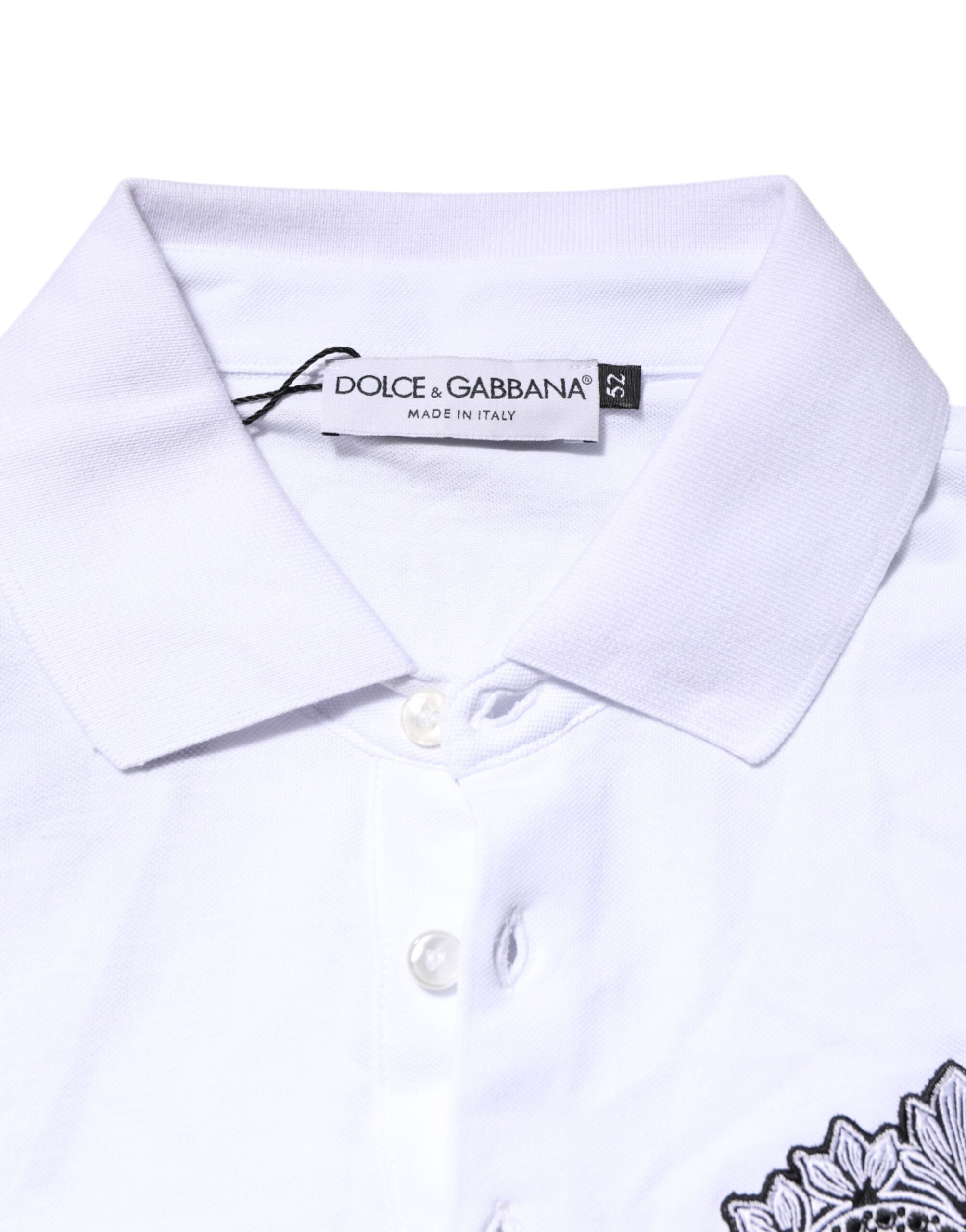 Dolce & Gabbana White Cotton DG Heart Logo Embroider Men's T-shirt (Pre-Owned)