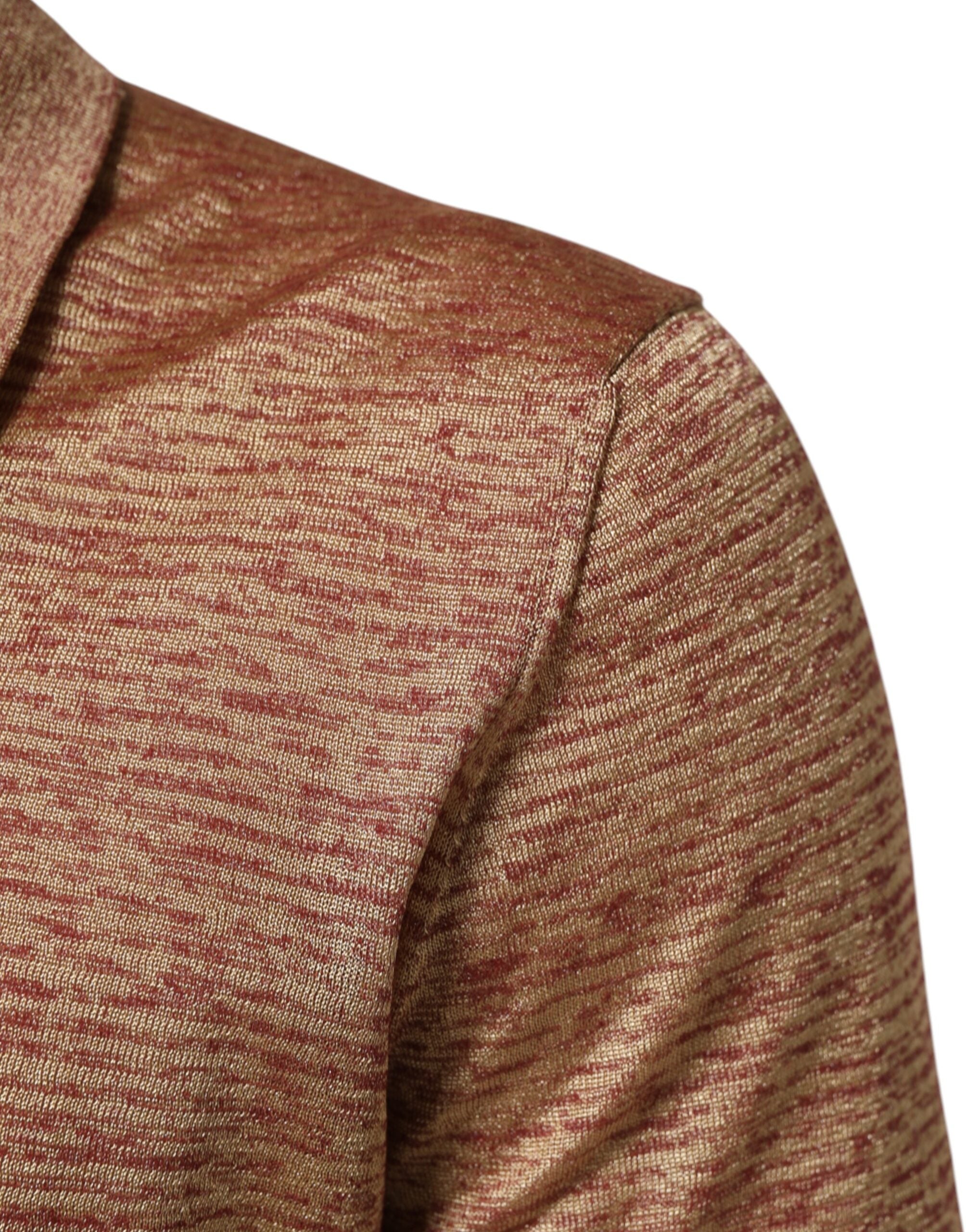 Dolce & Gabbana Brown Silk Textured Short Sleeve Polo Men's T-shirt