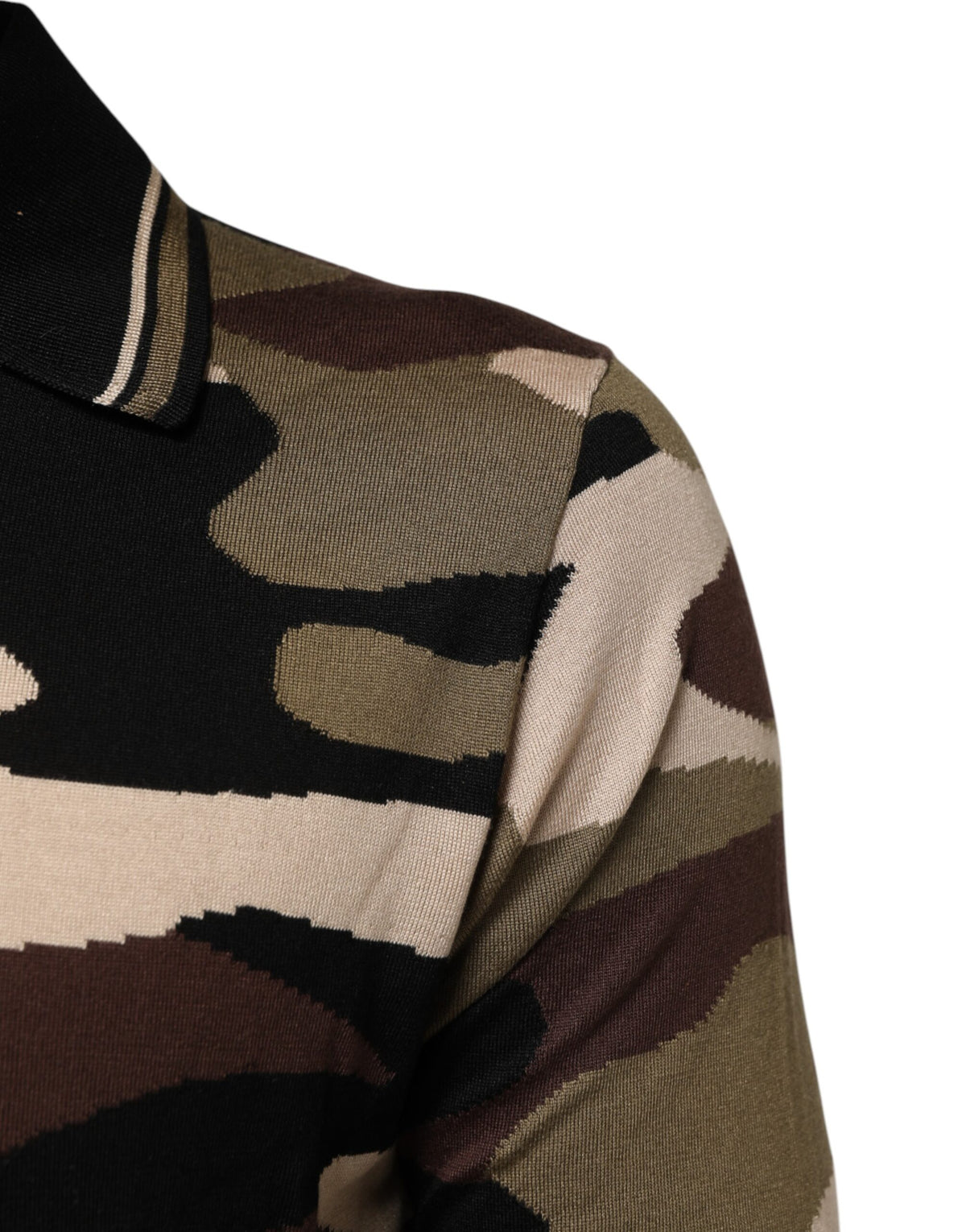 Dolce & Gabbana Camouflage Brown Silk Military Polo Men's T-shirt (Pre-Owned)