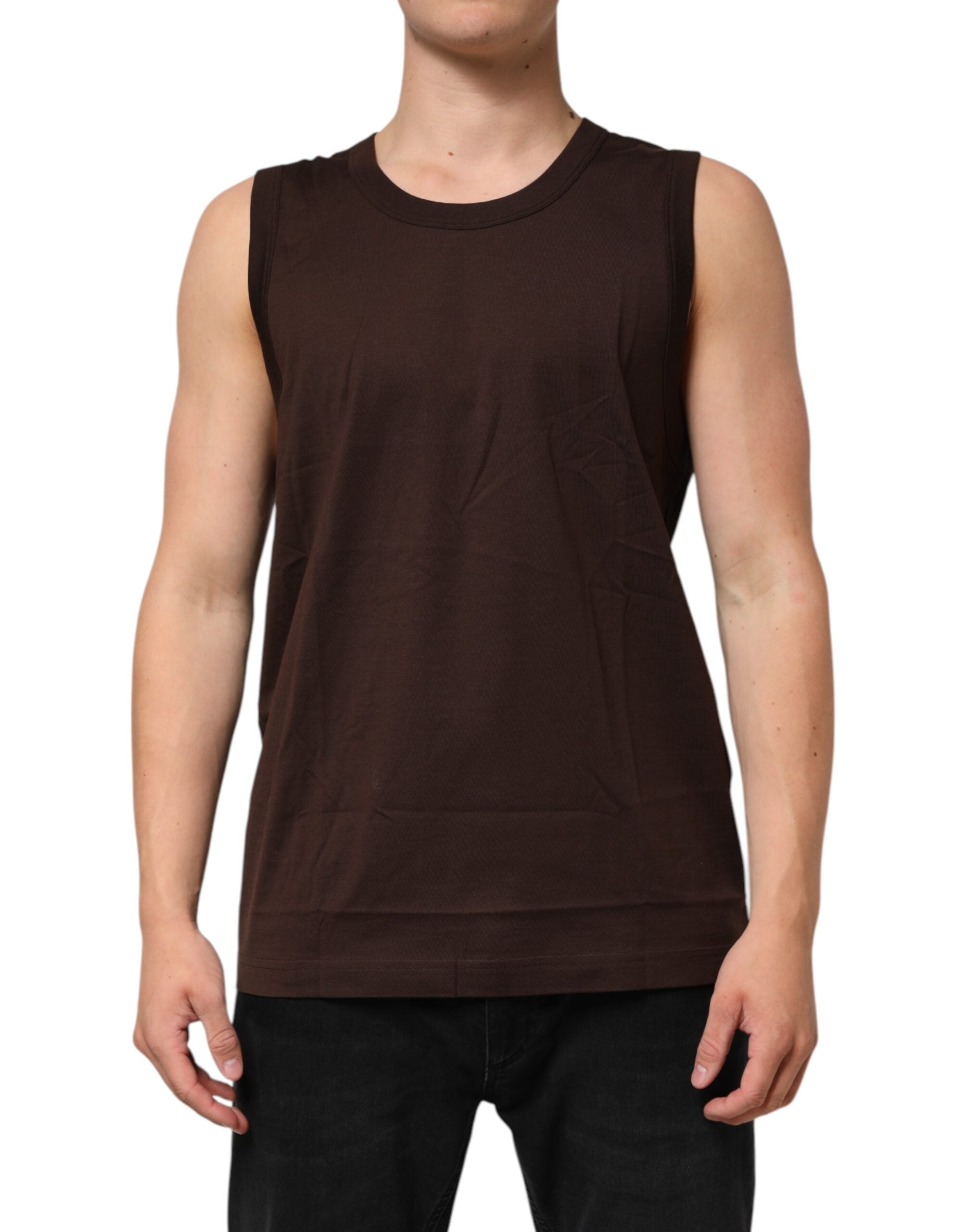 Dolce & Gabbana Brown Cotton Sleeveless Underwear Men Tank Men's Top