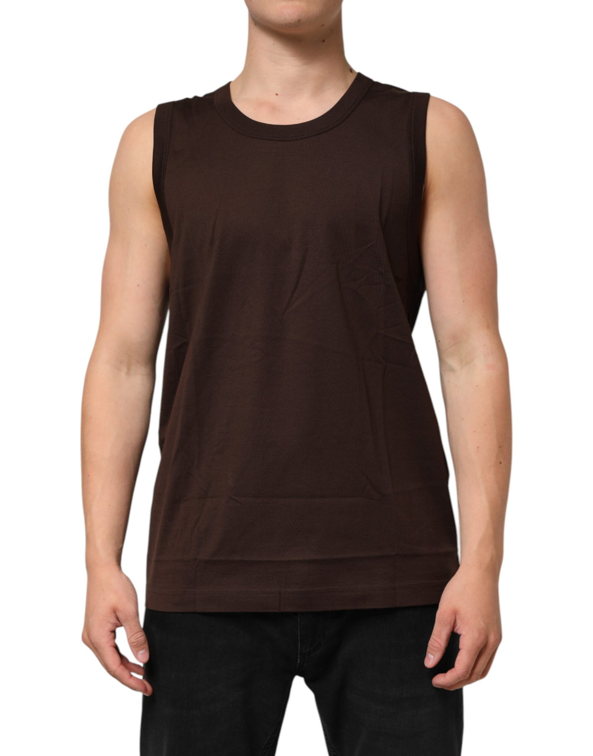 Dolce & Gabbana Brown Cotton Sleeveless Underwear Men Tank Men's Top