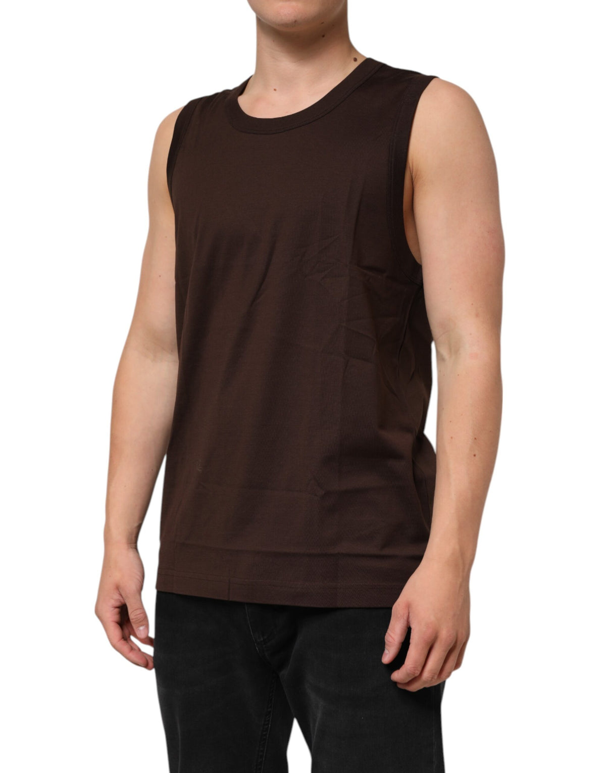 Dolce & Gabbana Brown Cotton Sleeveless Underwear Men Tank Men's Top