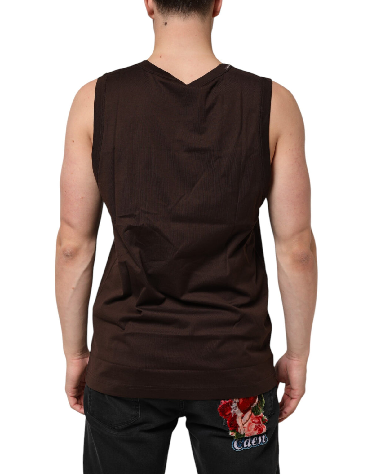 Dolce & Gabbana Brown Cotton Sleeveless Underwear Men Tank Men's Top