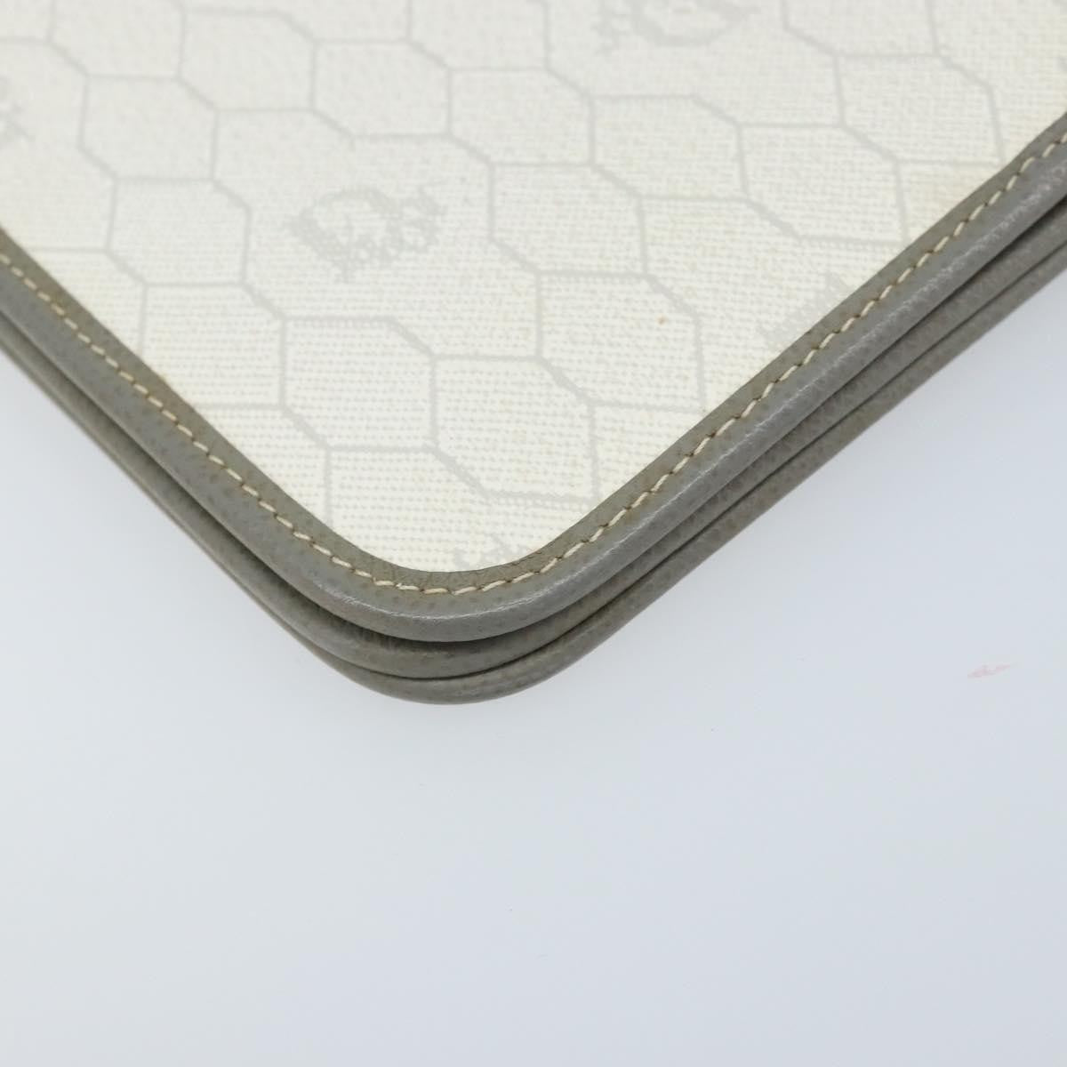 Christian Dior Vintage Honeycomb Zip Coated Canvas White Canvas Clutche & Pouche Bag (Pre-Owned)