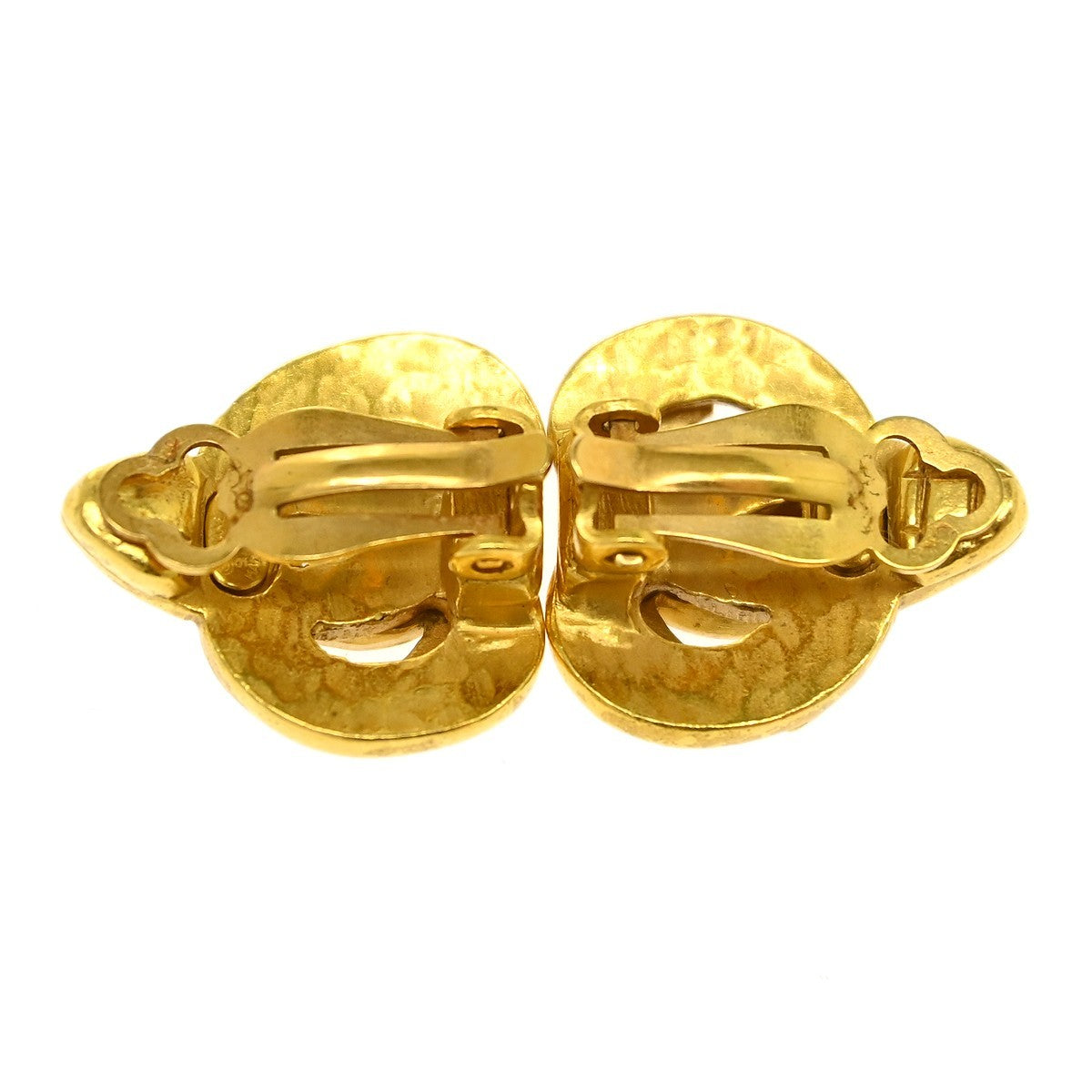 Chanel Vintage Cc Diamond Shape Clips-On Gold-Plated Gold Gold_Plated Earrings Jewelry (Pre-Owned)