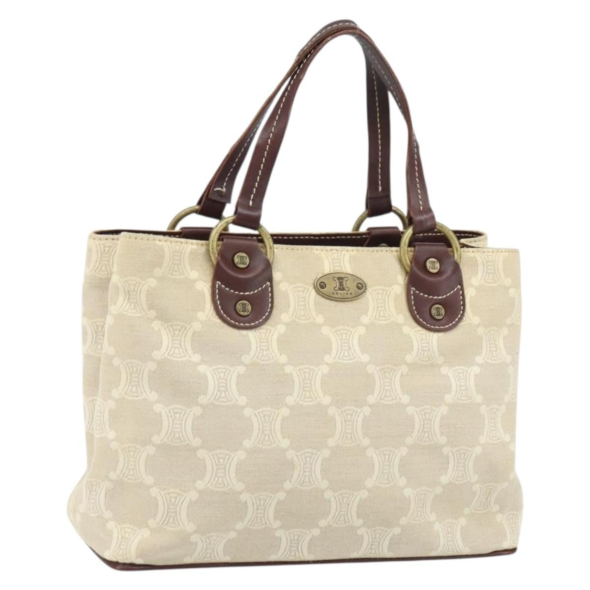 Celine Vintage Macadam Canvas And Leather Beige Canvas Handbag (Pre-Owned)