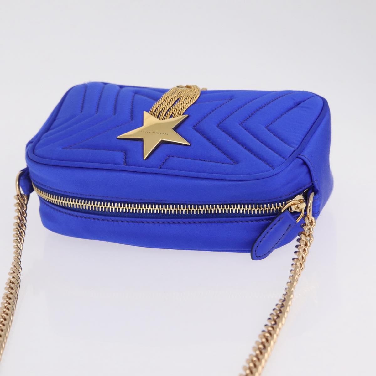 Stella Mccartney Stella Star Camera Quilted Satin Blue Satin Handbag (Pre-Owned)