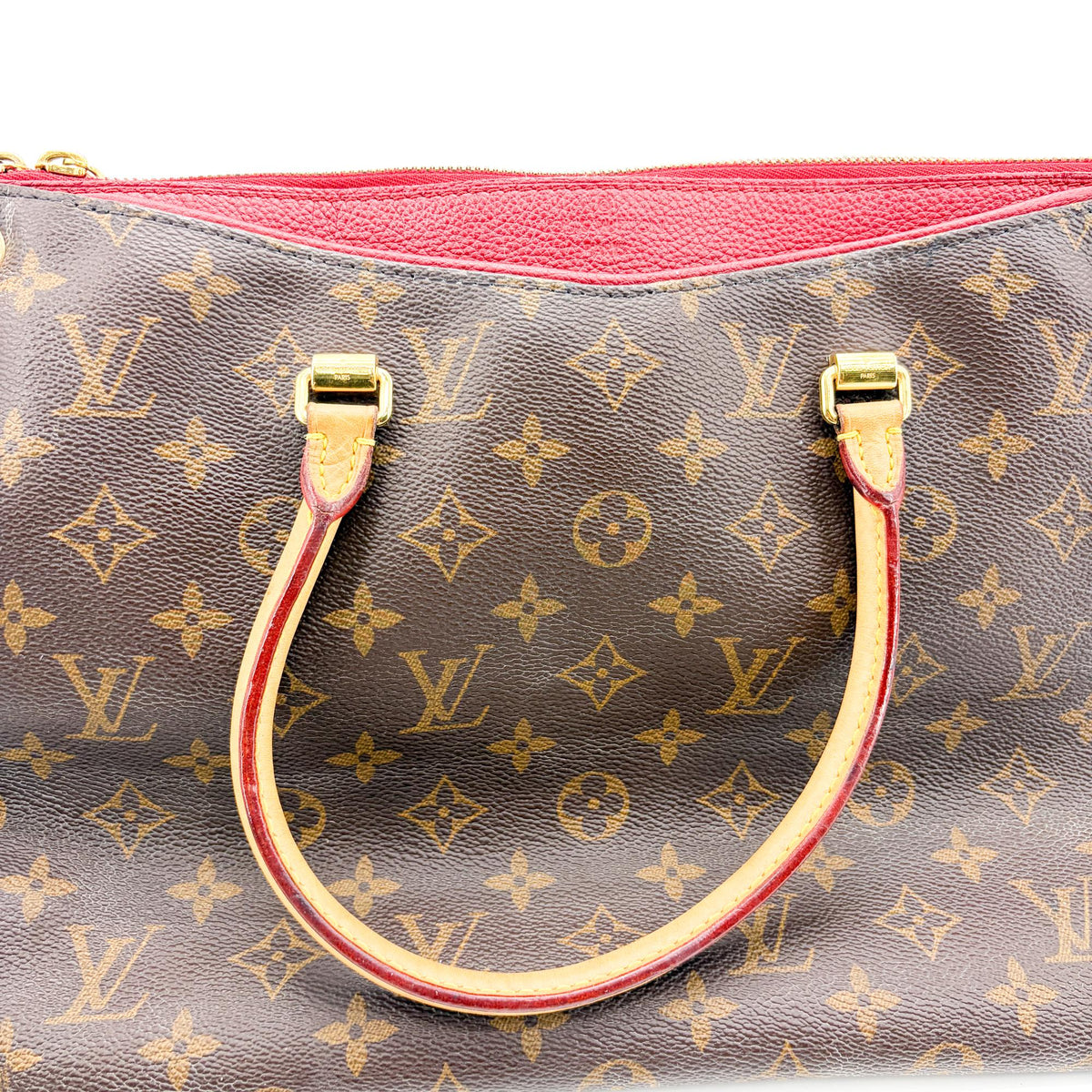 Louis Vuitton Pallas Monogram Canvas With Leather Brown Canvas Tote Bag Bag (Pre-Owned)