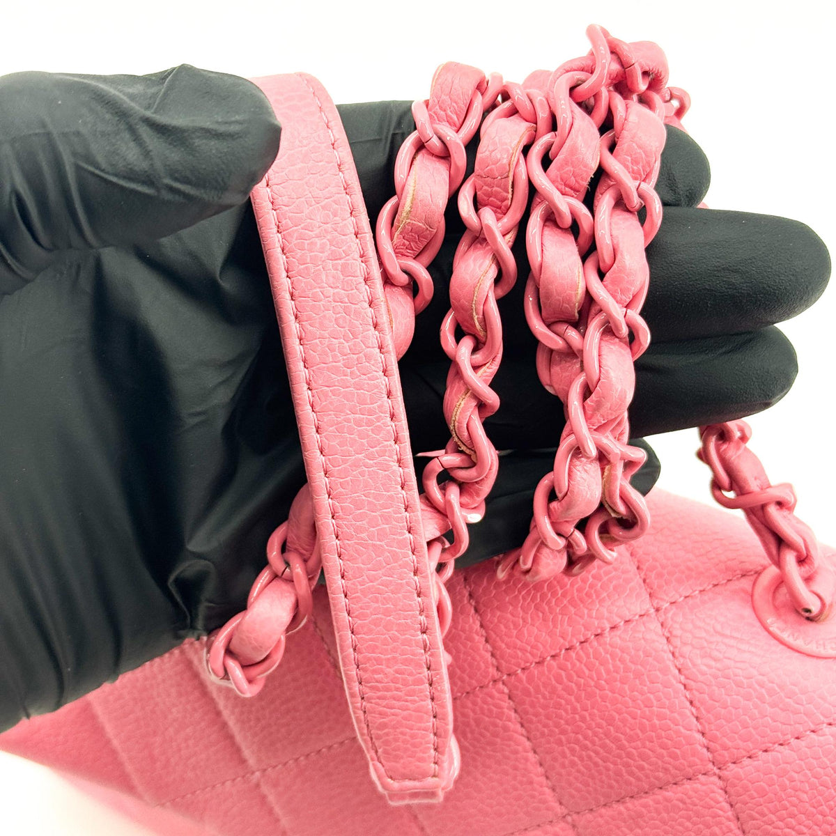 Chanel Classic Square Flap Clutch With Chain Quilted Caviar Pink Calfskin Clutche & Pouche Bag (Pre-Owned)