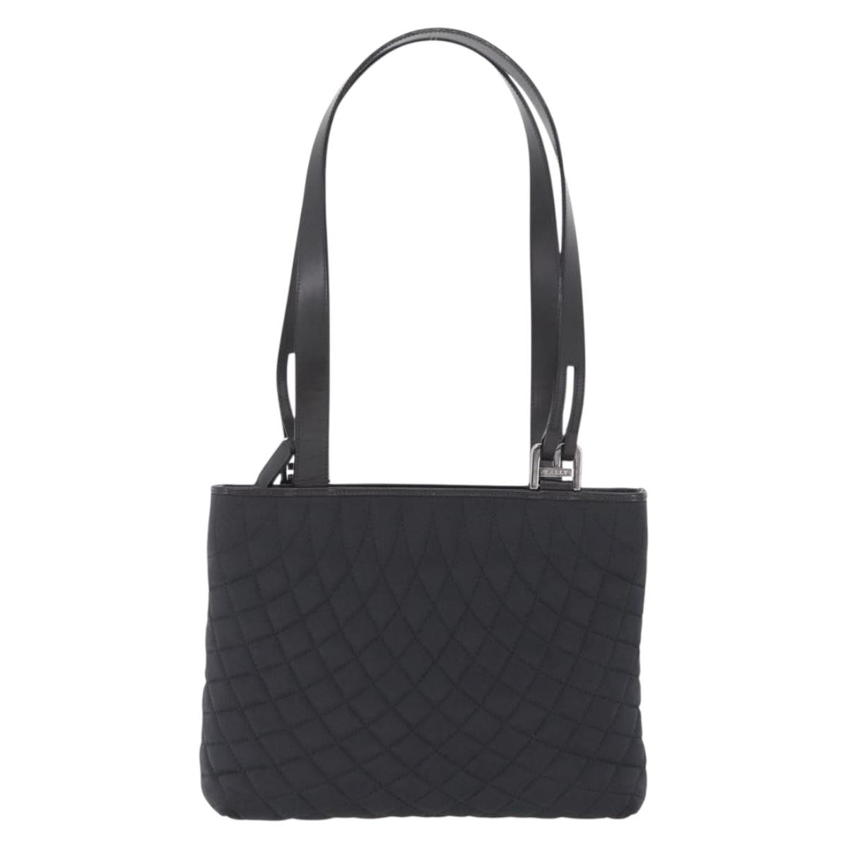 Bally Handbag Quilted Nylon Black Nylon Handbag (Pre-Owned)