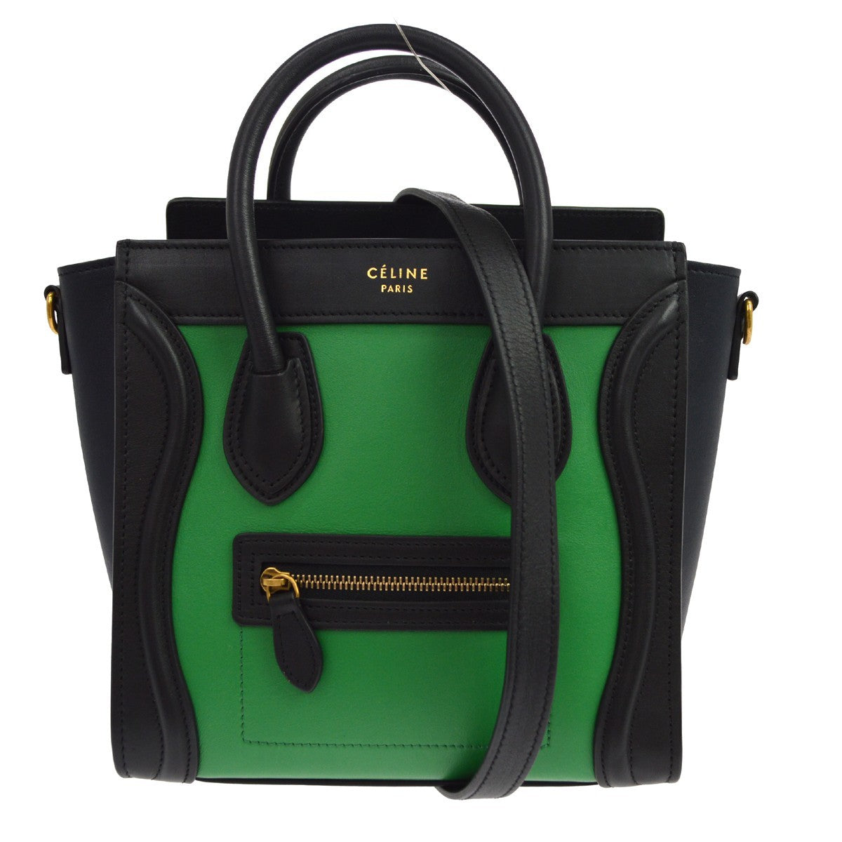 Celine Luggage Leather Green Leather Handbag (Pre-Owned)