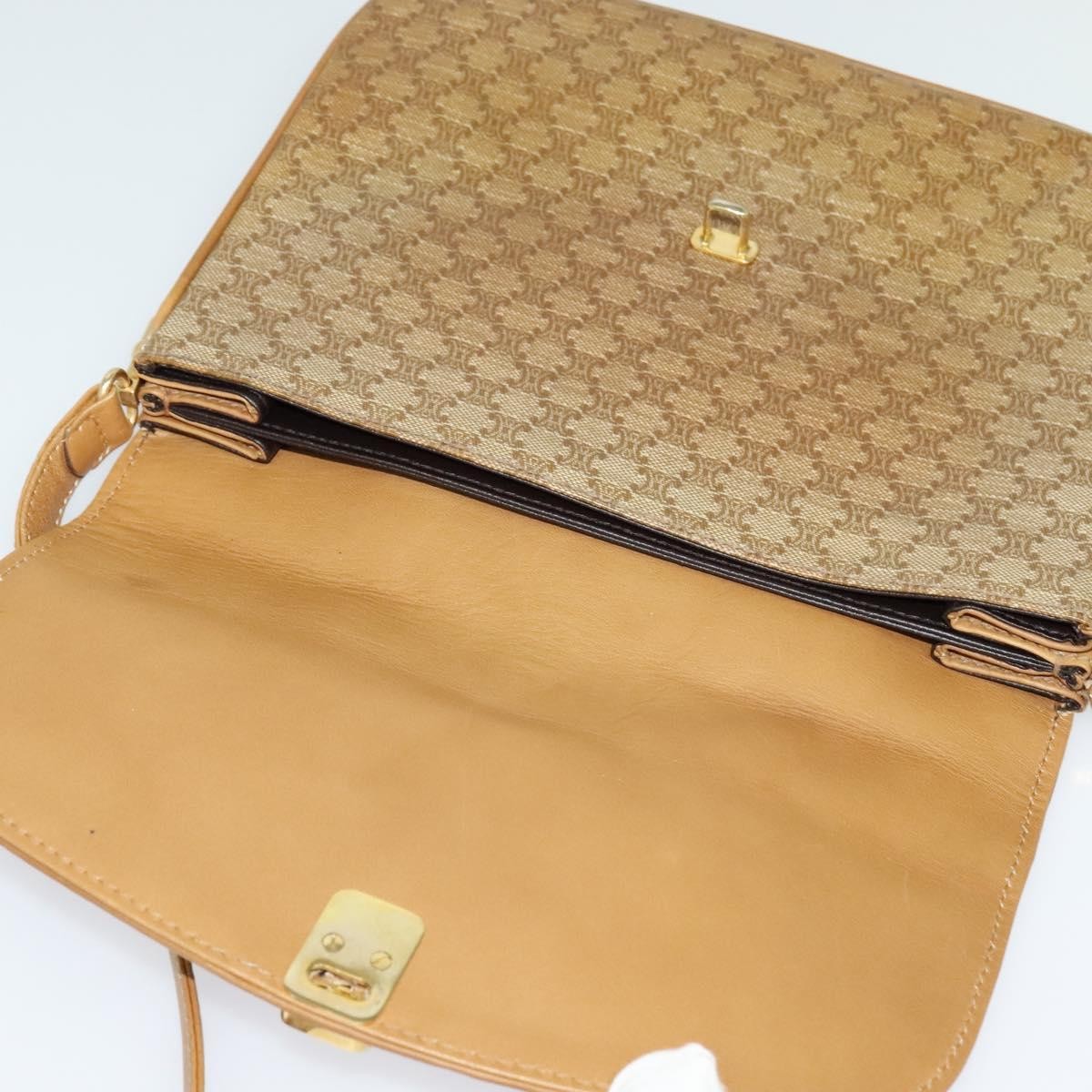 Celine Vintage Macadam Canvas And Leather Beige Canvas Shoulder Bag Bag (Pre-Owned)
