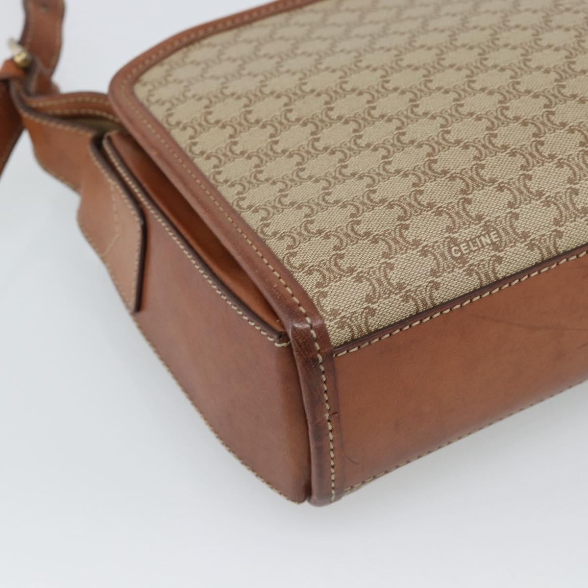 Celine Vintage Macadam Canvas And Leather Beige Canvas Shoulder Bag Bag (Pre-Owned)