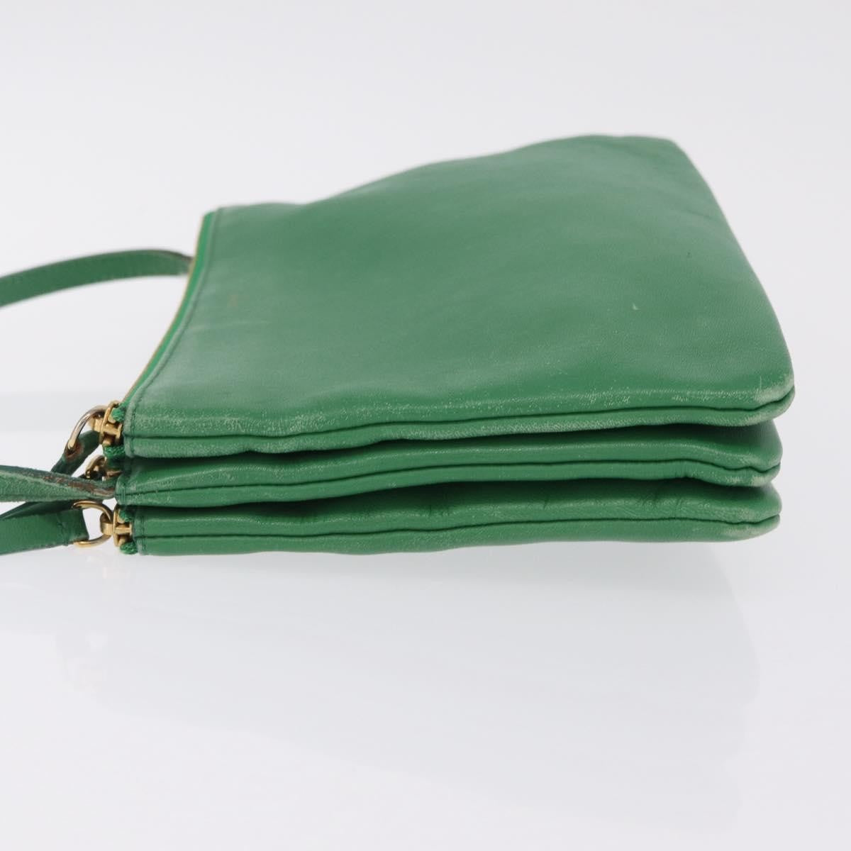 Celine Trio Leather Green Leather Crossbody Bag Bag (Pre-Owned)