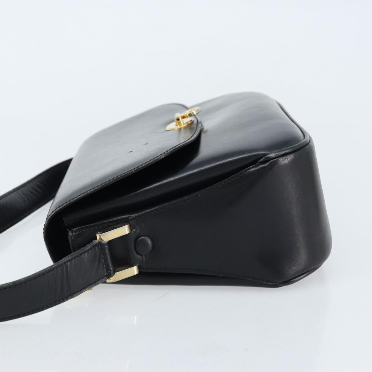 Celine Shoulder Leather Black Leather Shoulder Bag Bag (Pre-Owned)