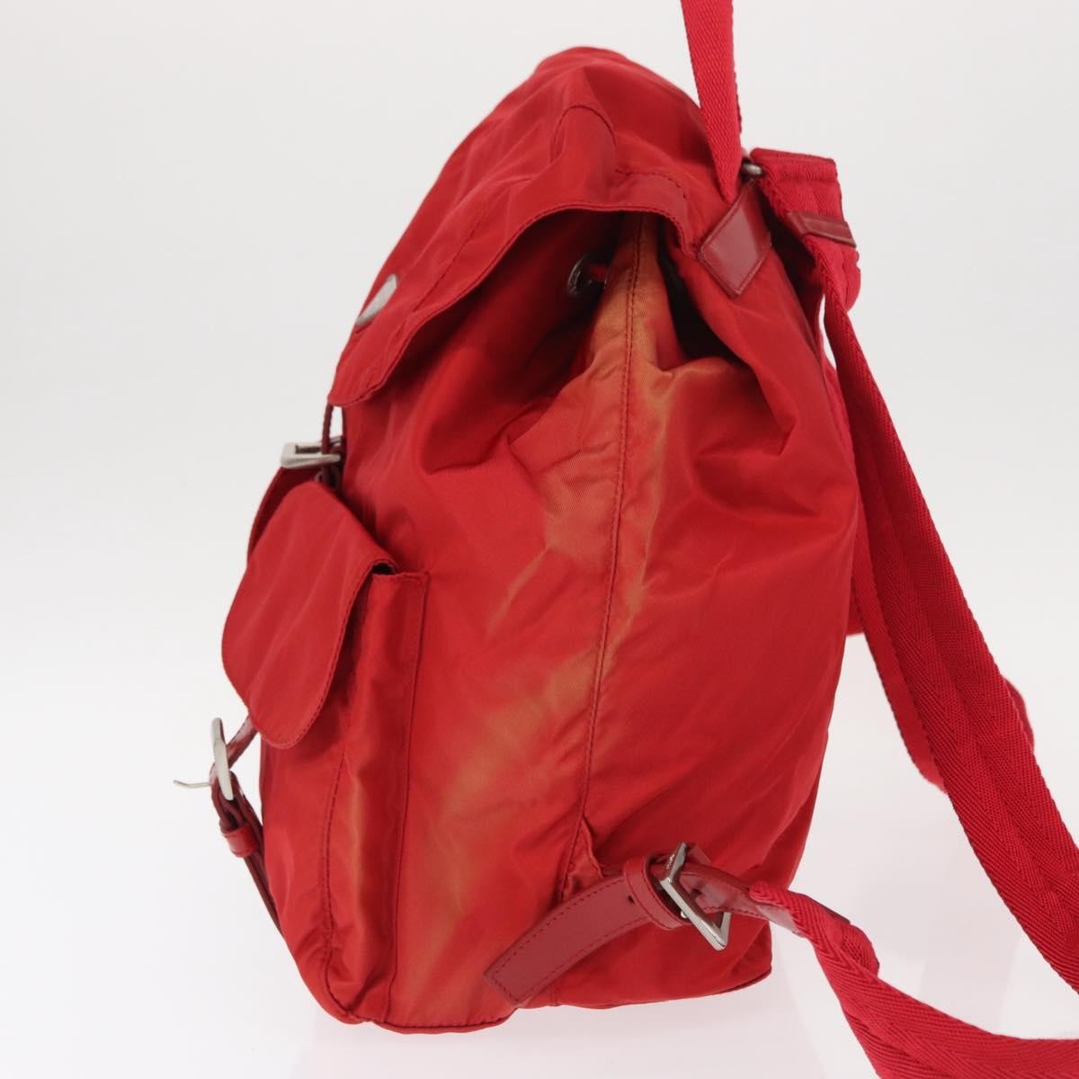 Prada Double Front Pocket Tessuto Red Nylon Backpack Bag (Pre-Owned)