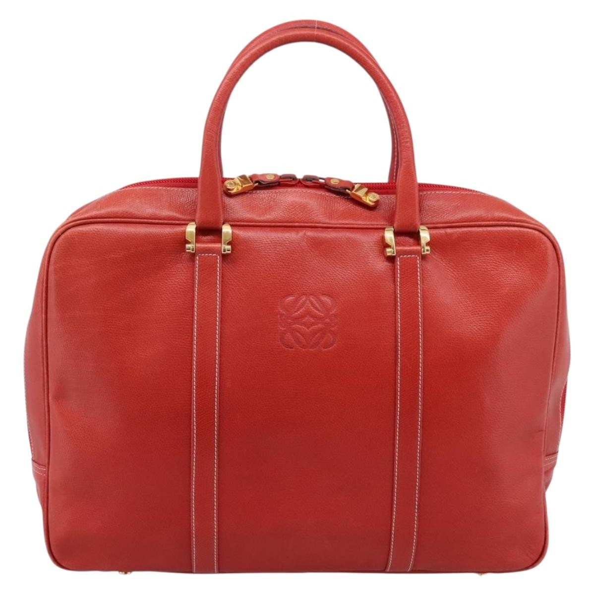 Loewe Anagram Business Leather Red Leather Briefcase Bag (Pre-Owned)