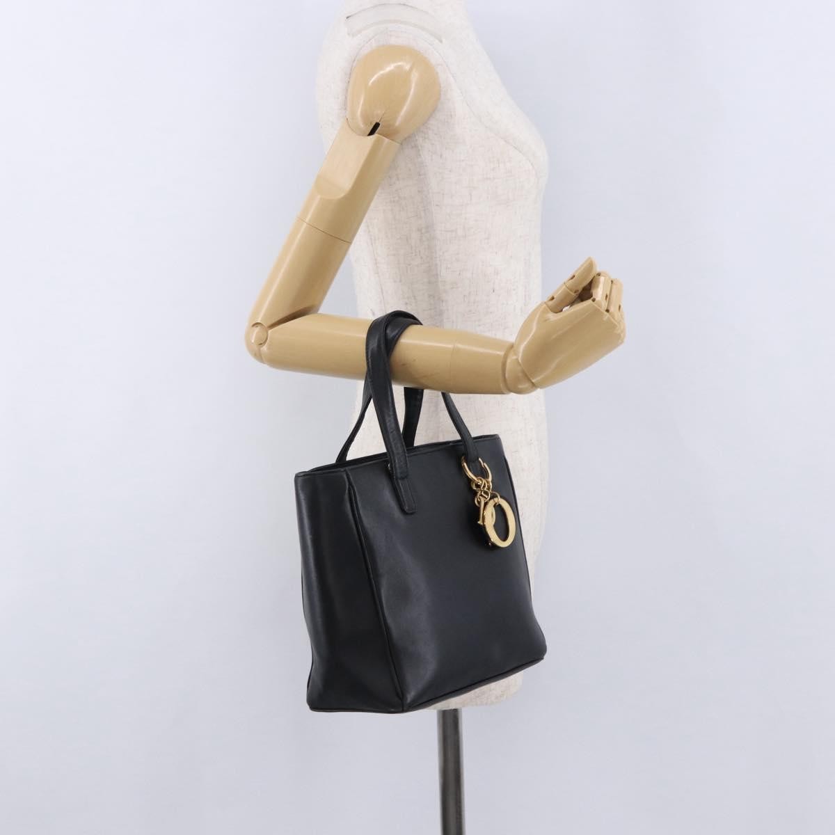 Christian Dior Vintage Tote Leather Black Leather Tote Bag Bag (Pre-Owned)