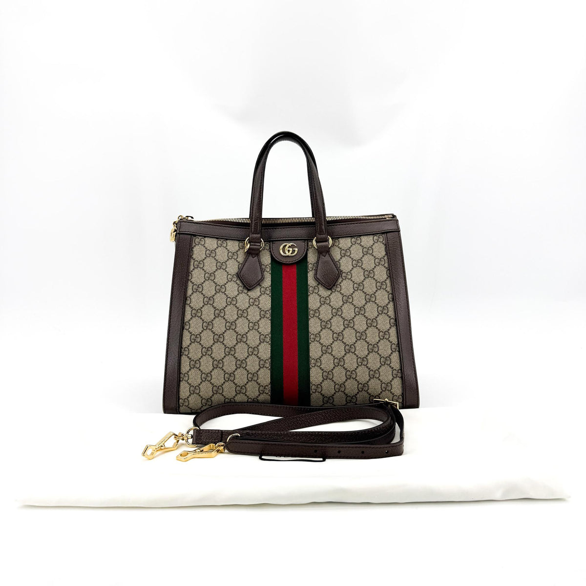 Gucci Ophidia Top Handle Gg Coated Canvas Brown Canvas Tote Bag Bag (Pre-Owned)