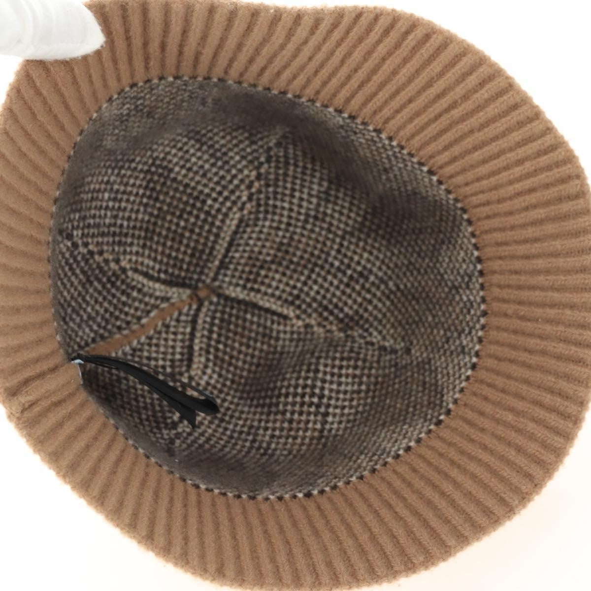 Prada Triangle Logo Bucket Hat Wool & Cashmere Beige Wool Head Accessory Accessory (Pre-Owned)