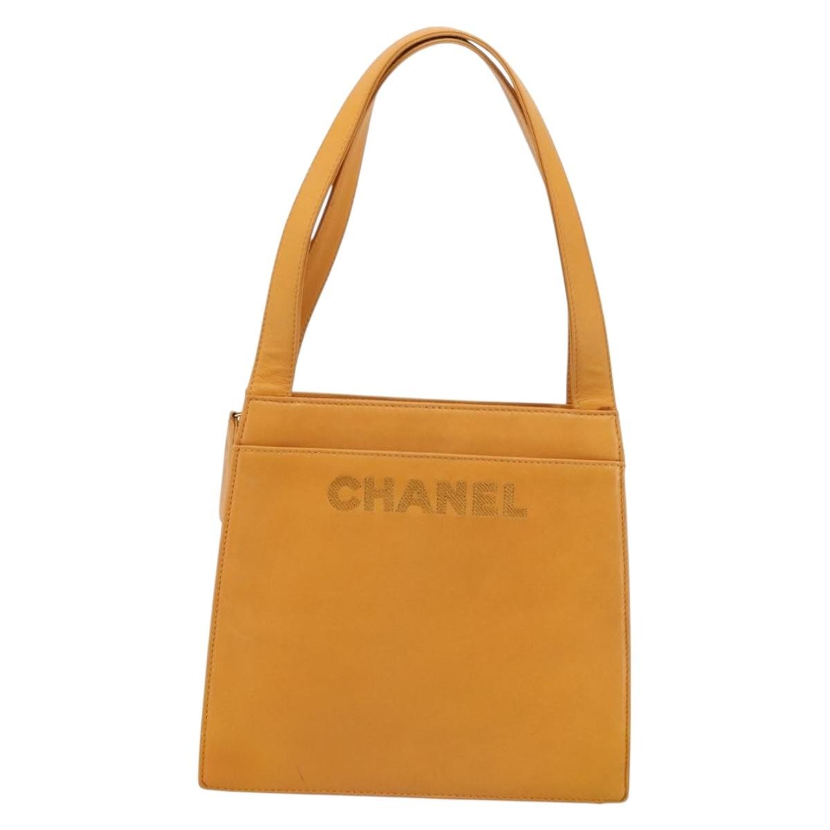 Chanel Vintage Logo Tote Leather Camel Leather Tote Bag Bag (Pre-Owned)