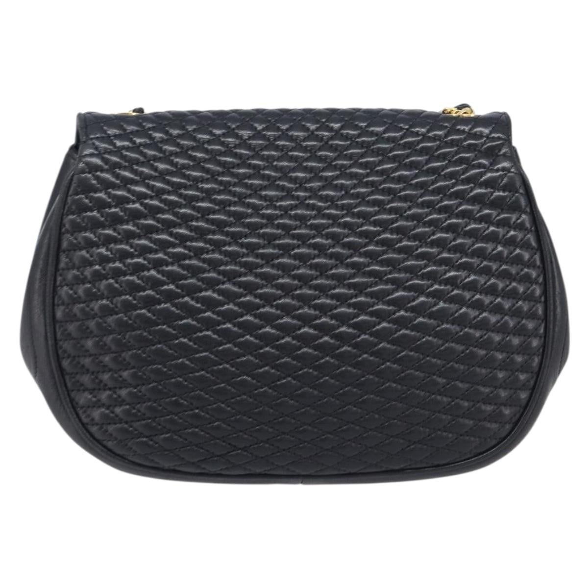 Bally Vintage Quilted Leather Black Leather Shoulder Bag Bag (Pre-Owned)