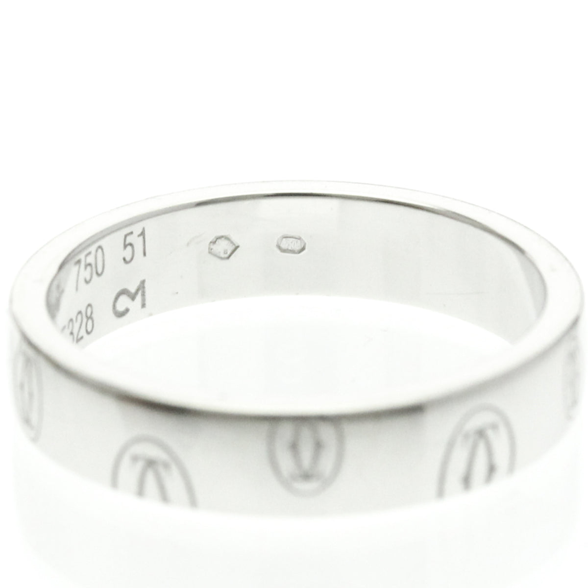 Cartier Logo De Cartier Band 18K White Gold Silver White_Gold Ring Jewelry (Pre-Owned)