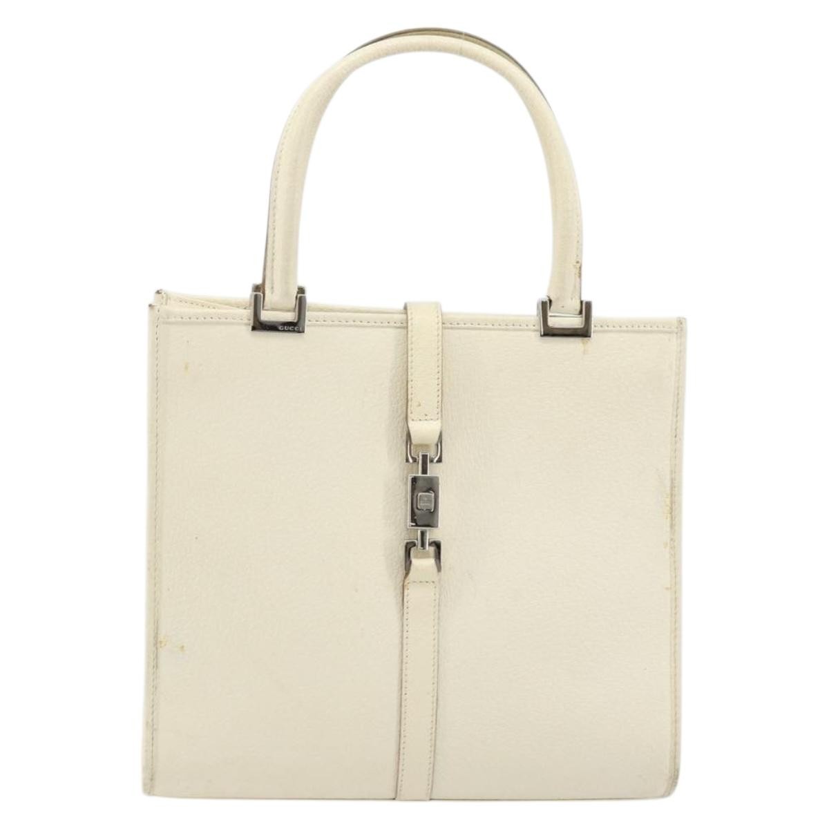 Gucci Vintage Jackie Leather Silver Leather Handbag (Pre-Owned)
