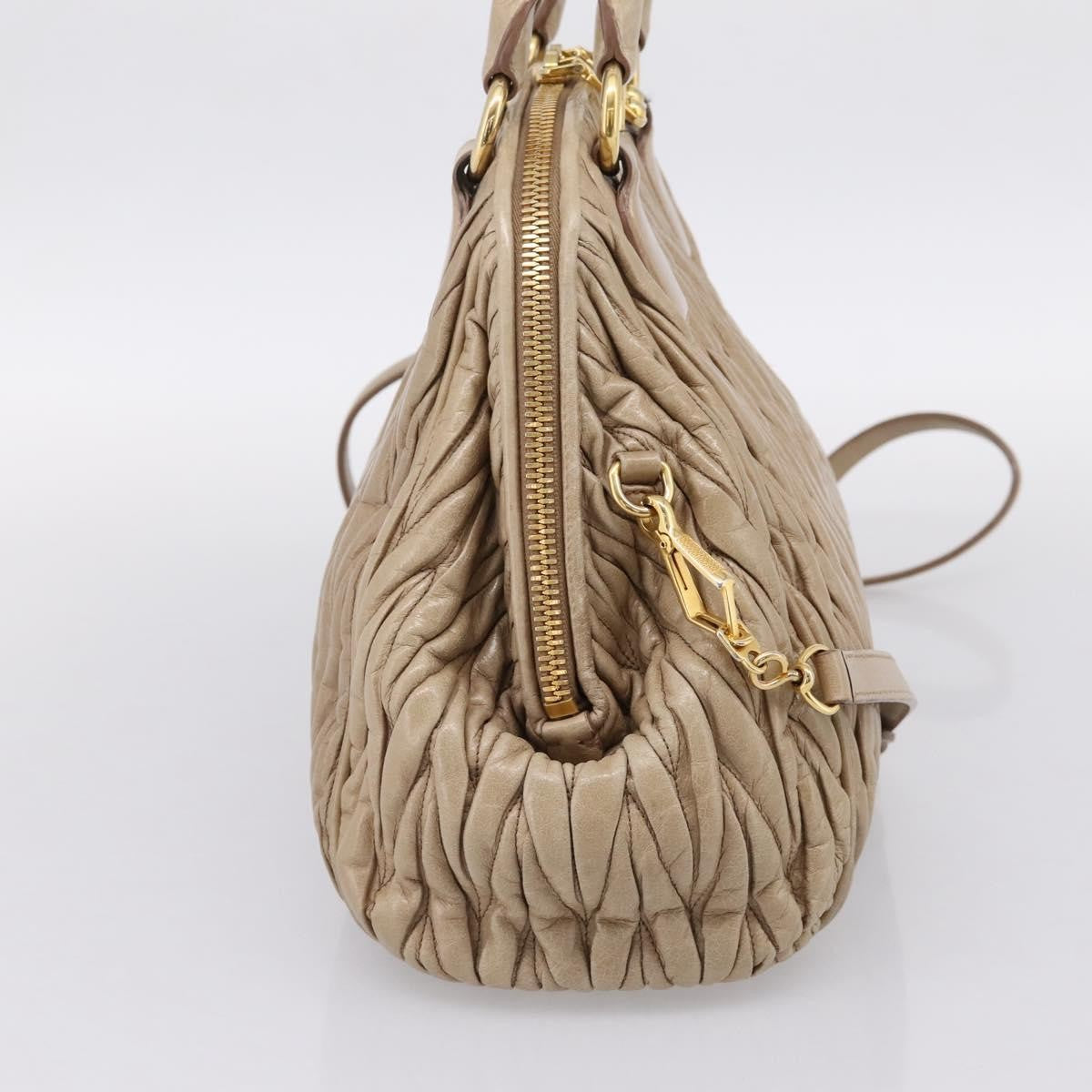 Miu Miu Convertible Dome Satchel Matelasse Leather Beige Leather Handbag (Pre-Owned)