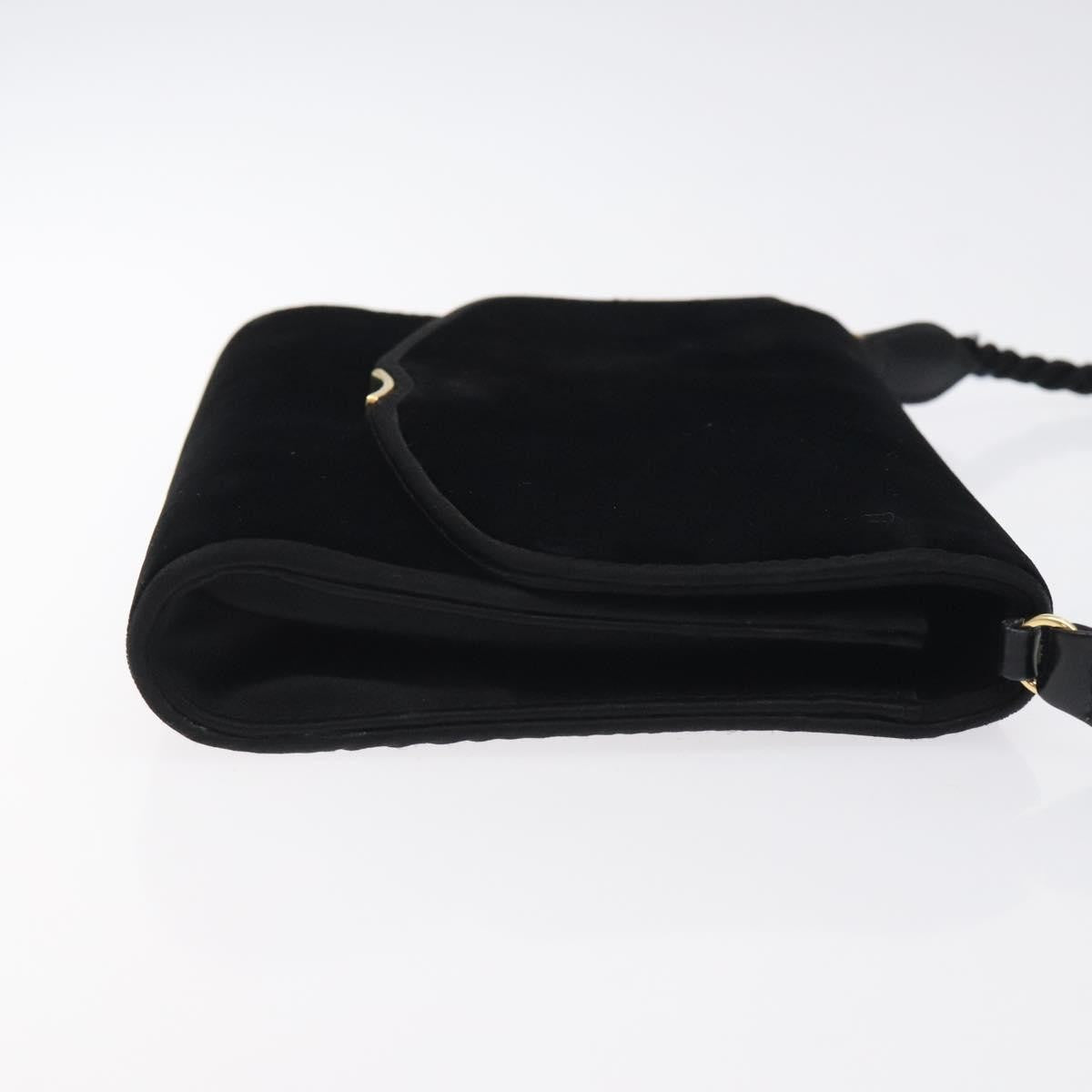 Gucci Vintage Flap Velvet Black Velvet Shoulder Bag Bag (Pre-Owned)