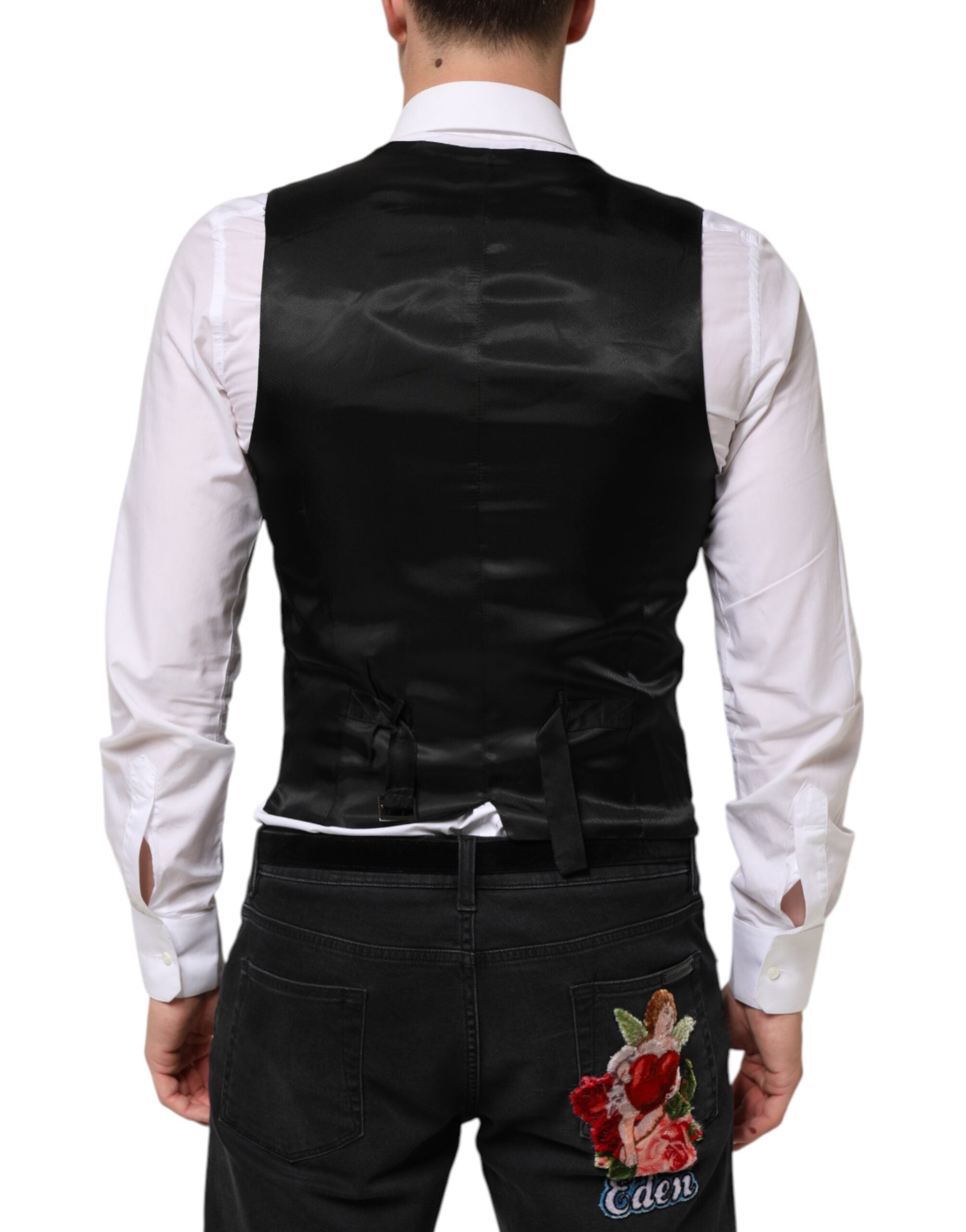Dolce & Gabbana Black Wool Dress Formal Men Waistcoat Men's Vest (Pre-Owned)