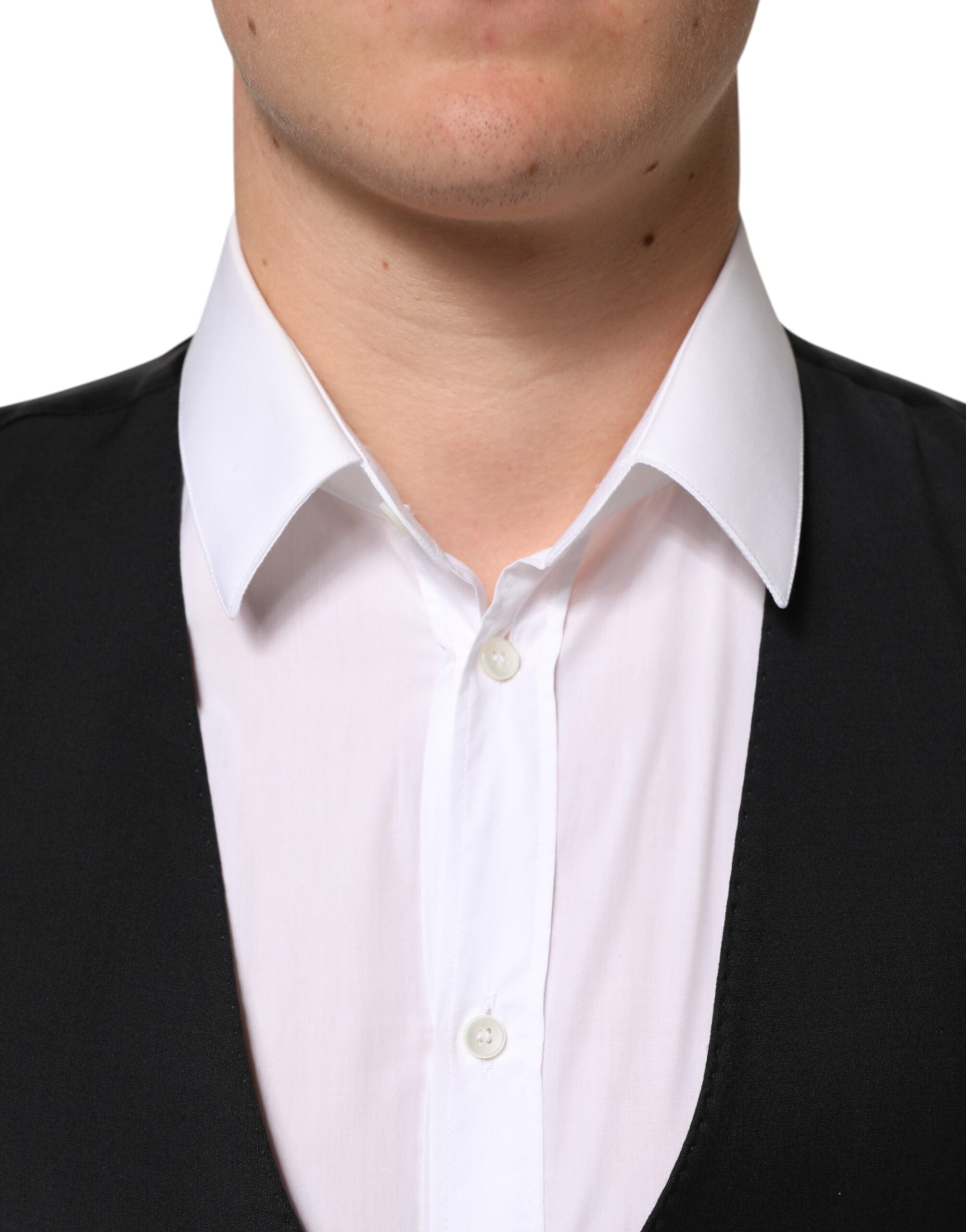 Dolce & Gabbana Black Wool Dress Formal Men Waistcoat Men's Vest (Pre-Owned)