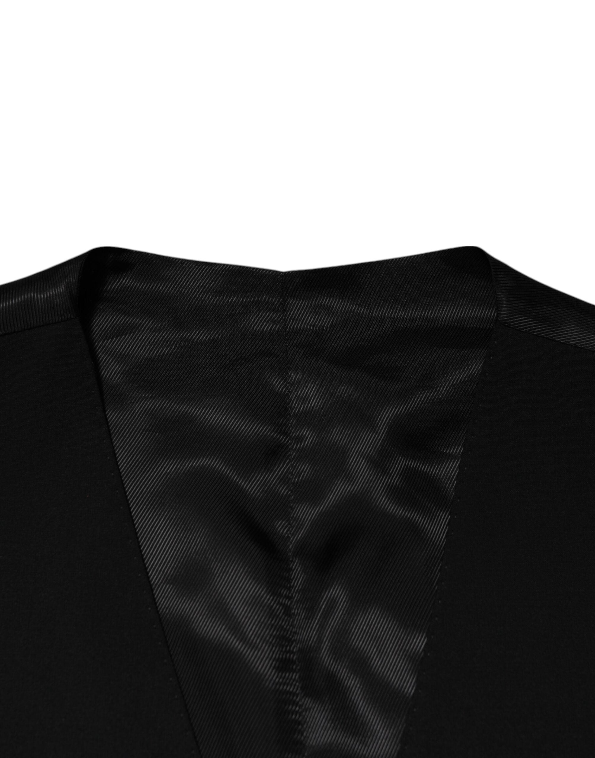 Dolce & Gabbana Black Wool Dress Formal Men Waistcoat Men's Vest (Pre-Owned)