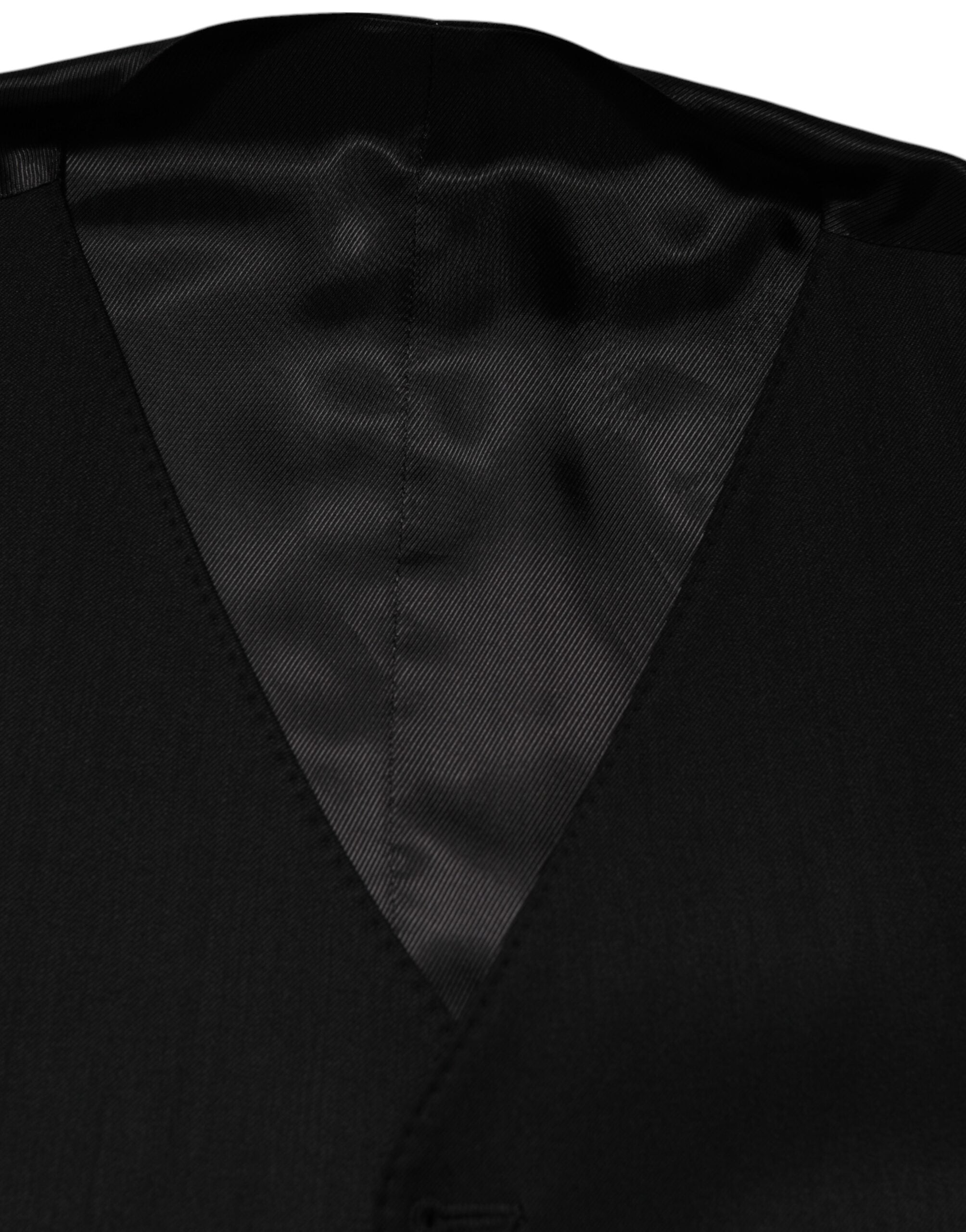 Dolce & Gabbana Black Wool Dress Formal Men Waistcoat Men's Vest