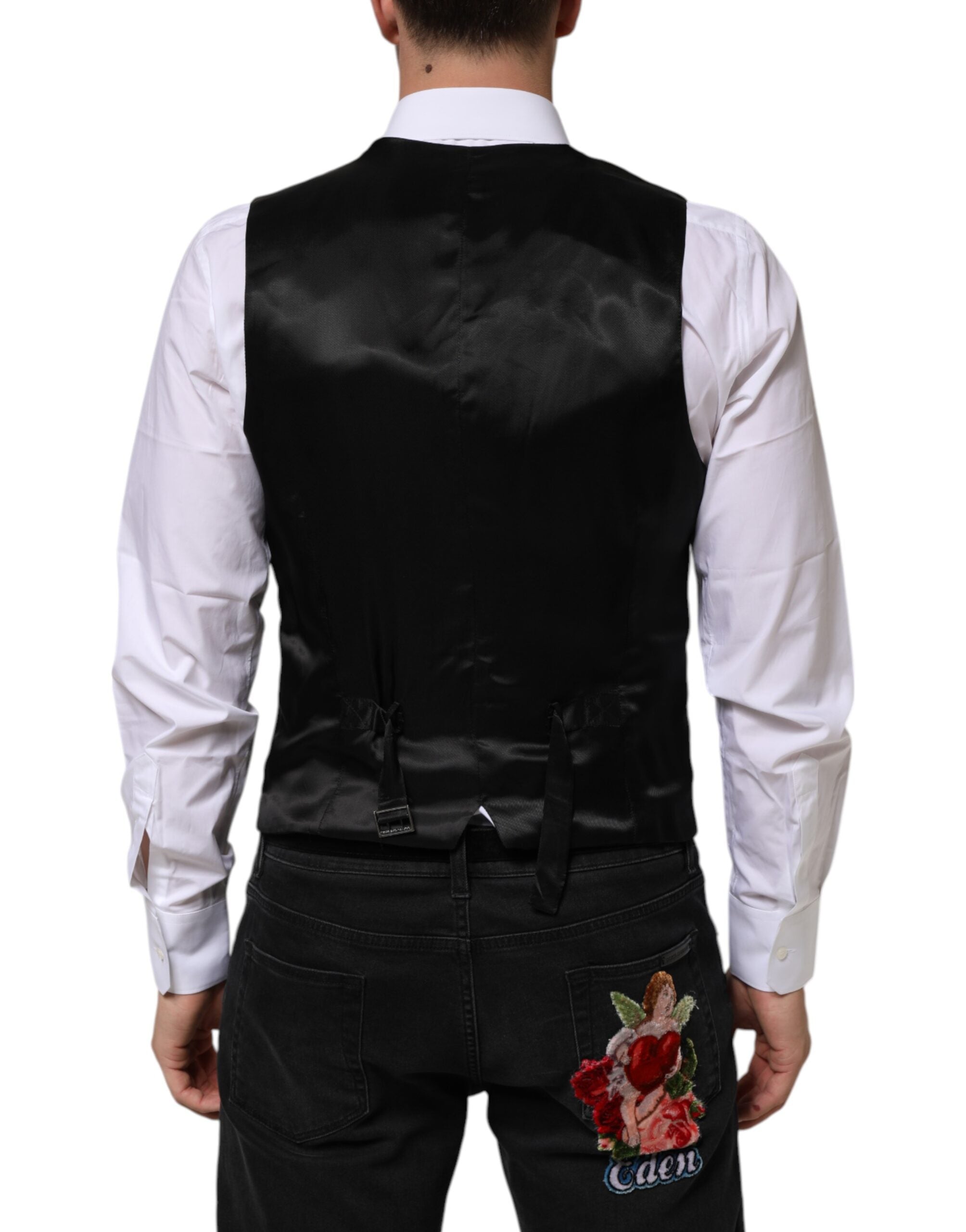 Dolce & Gabbana Black Wool Dress Formal Men Waistcoat Men's Vest (Pre-Owned)