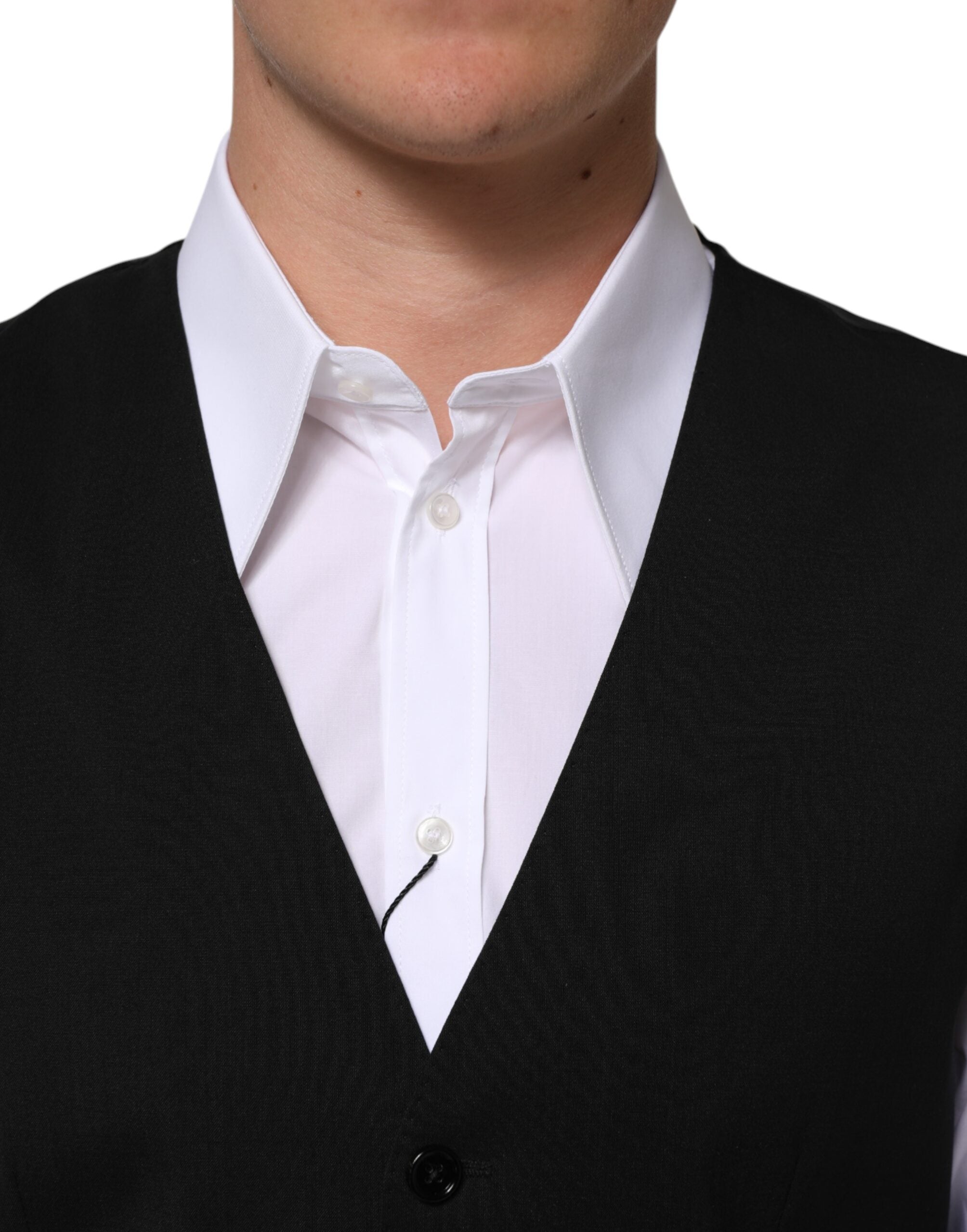 Dolce & Gabbana Black Wool Dress Formal Men Waistcoat Men's Vest (Pre-Owned)