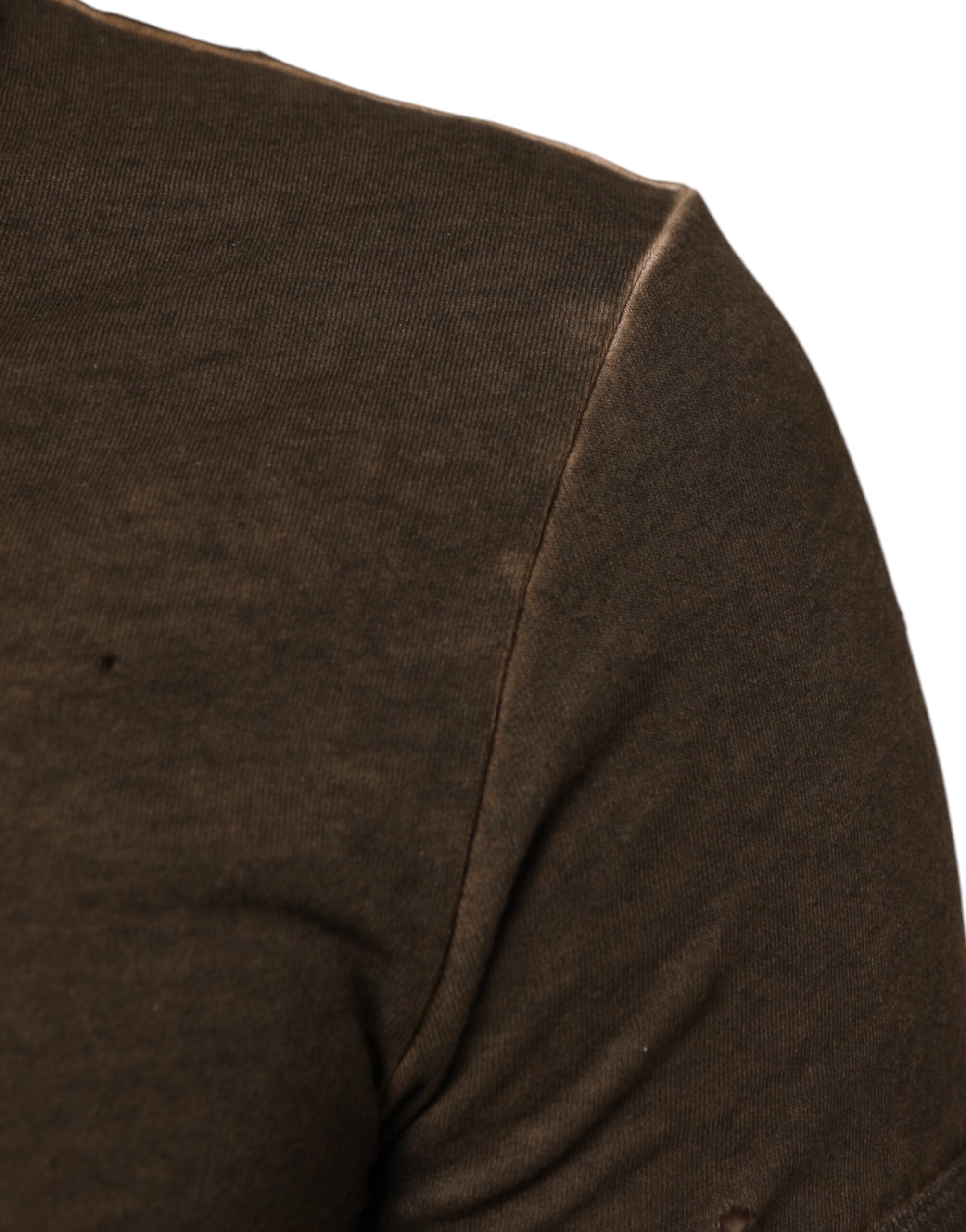 Dolce & Gabbana Dark Brown Cotton Tattered Logo Men Men's T-shirt
