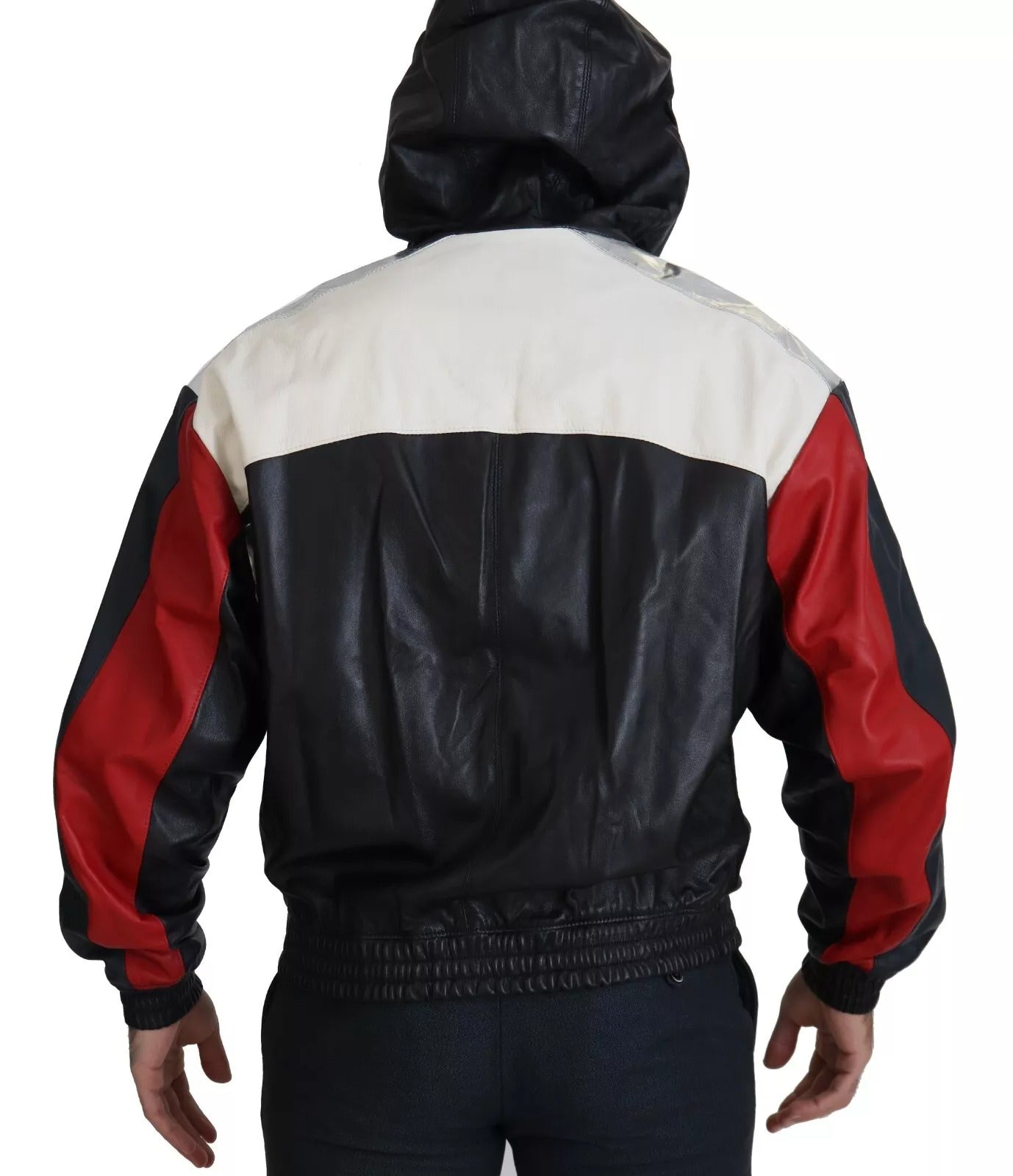 Dolce & Gabbana Black Leather Hooded Blouson Men's Jacket
