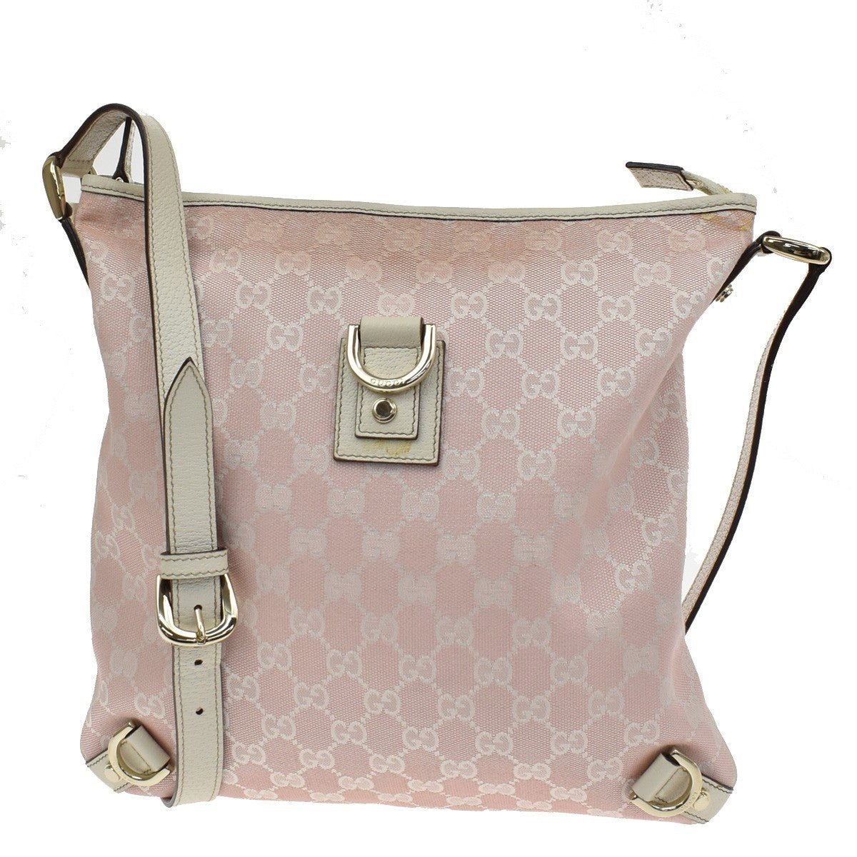 Gucci Abbey D-Ring Messenger Gg Canvas Pink Canvas Handbag (Pre-Owned)