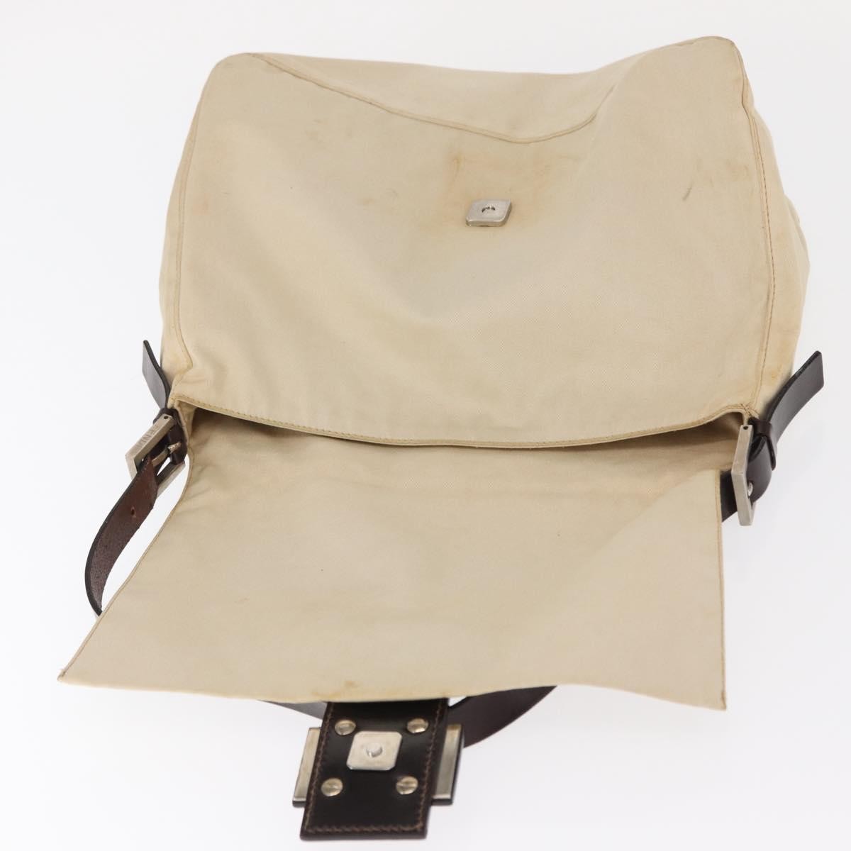 Fendi Fendi Mamma Baguette Monogram Beige Canvas Handbag (Pre-Owned)