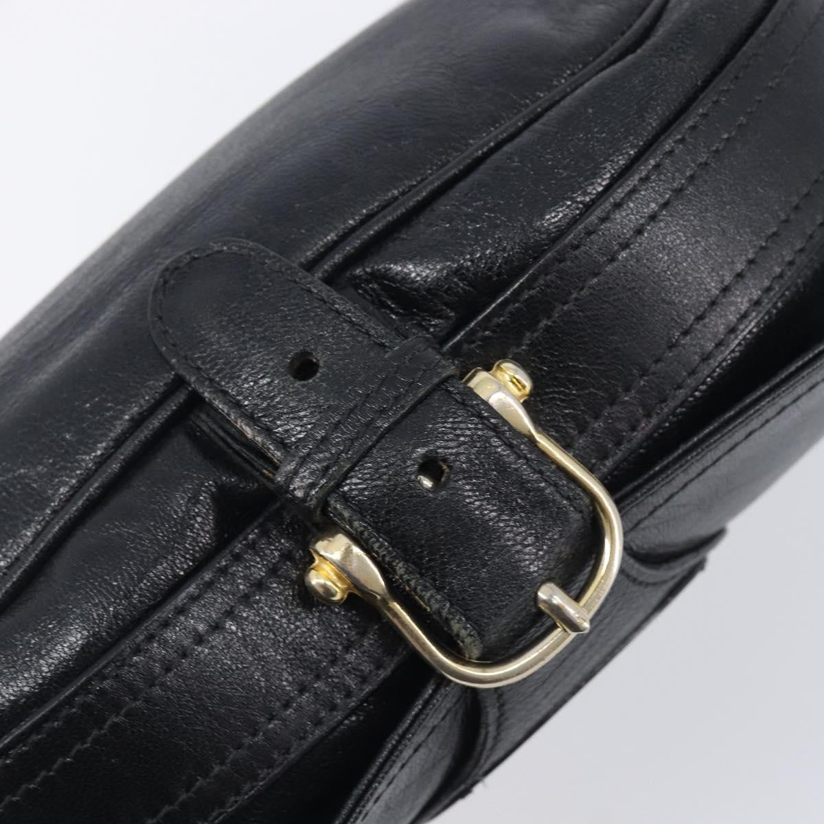 Celine Shoulder Leather Black Leather Shoulder Bag Bag (Pre-Owned)
