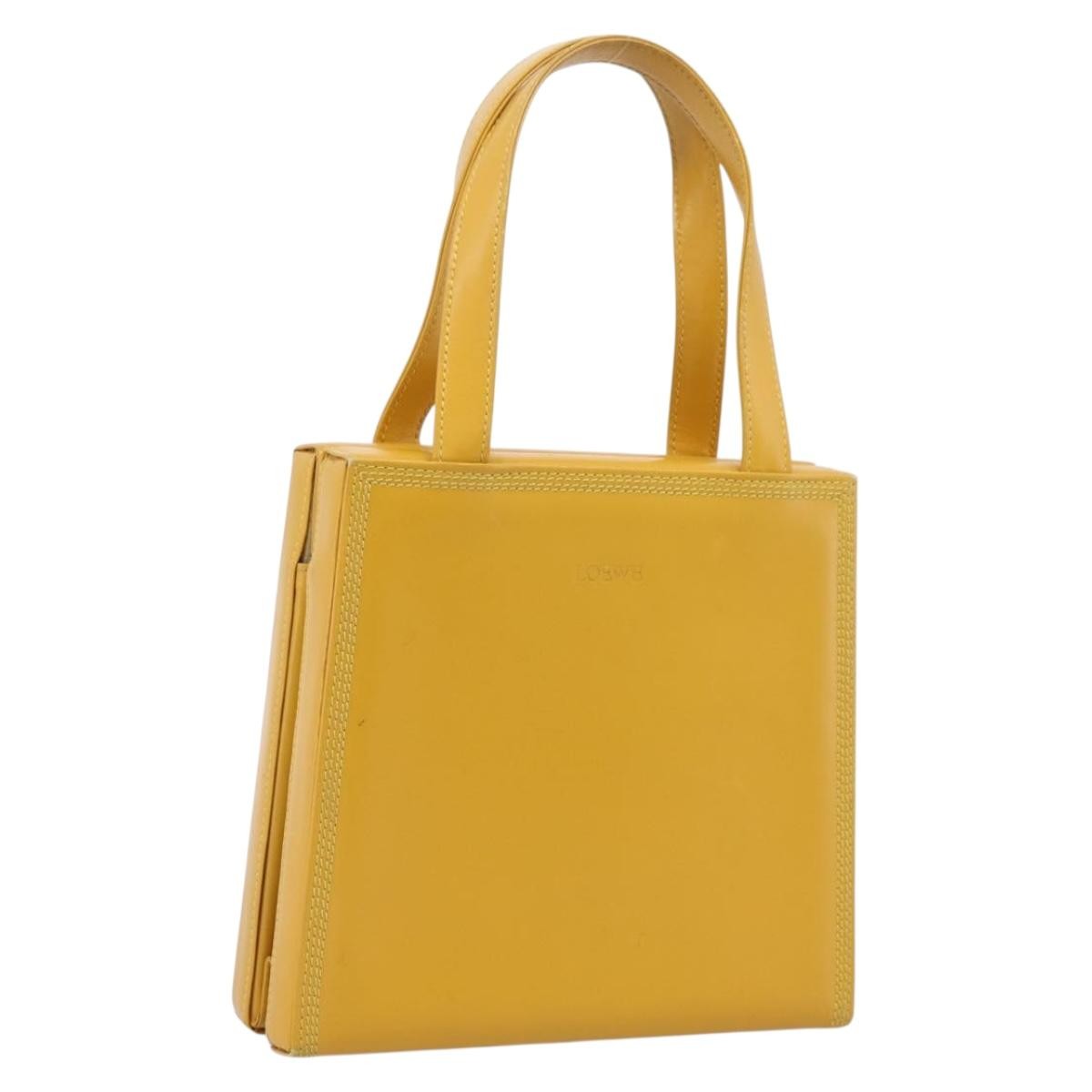Loewe Vintage Square Tote Leather Yellow Leather Tote Bag Bag (Pre-Owned)